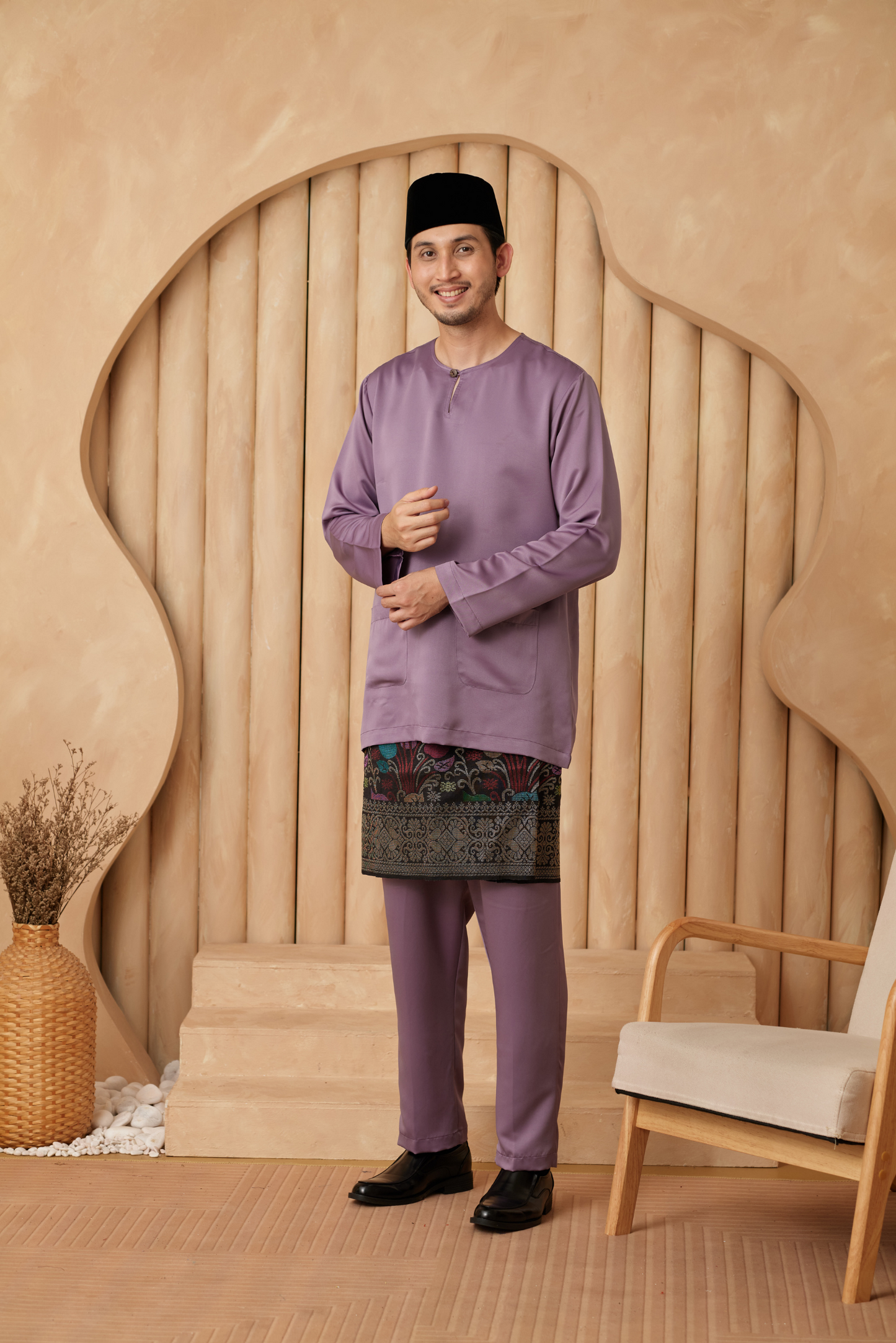 Baju Melayu Teluk Belanga Regular Fit - Mauve Purple