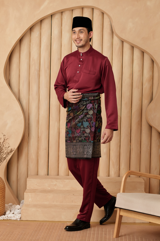 Baju Melayu Cekak Musang Regular Fit - Burgundy