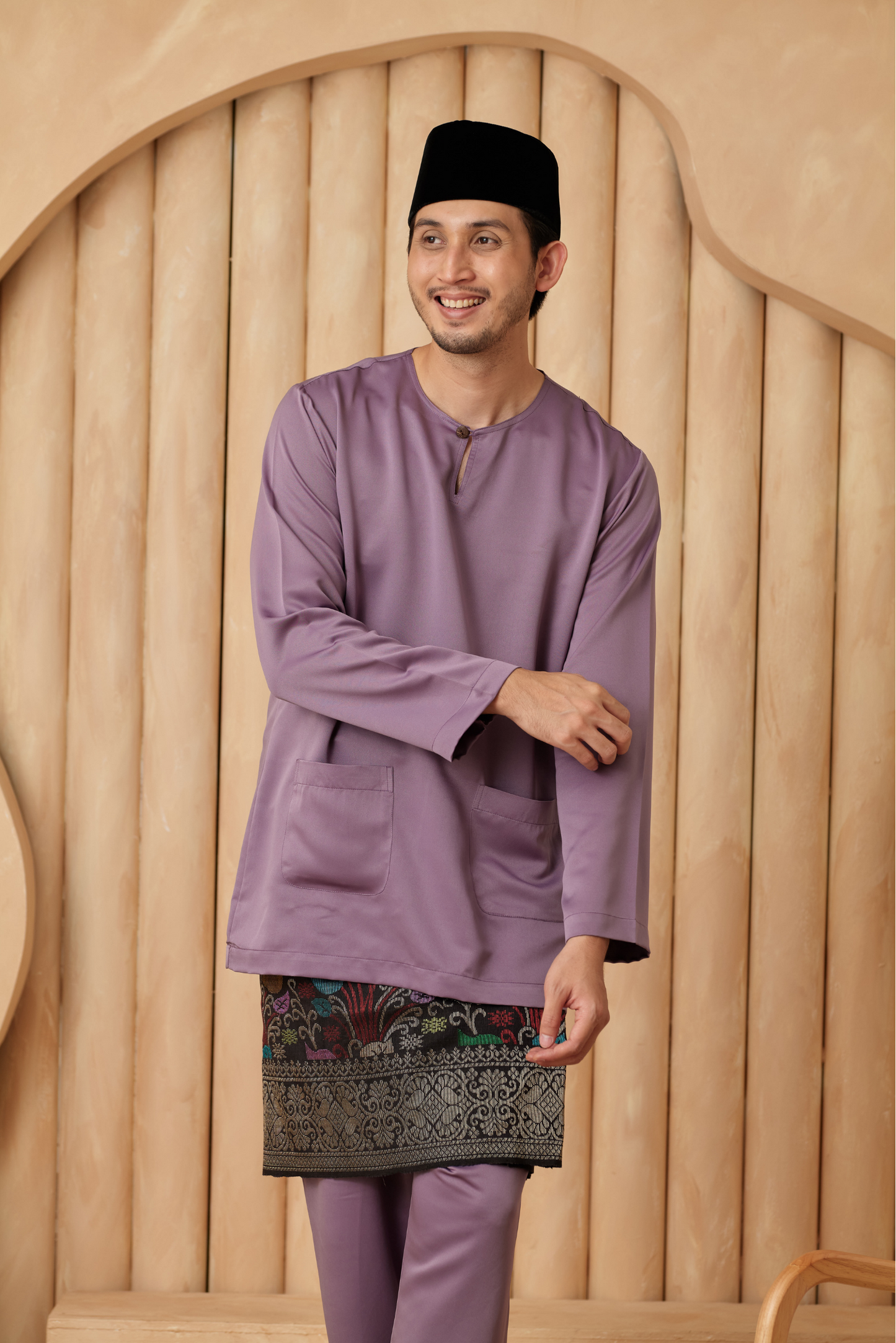 Baju Melayu Teluk Belanga Regular Fit - Mauve Purple