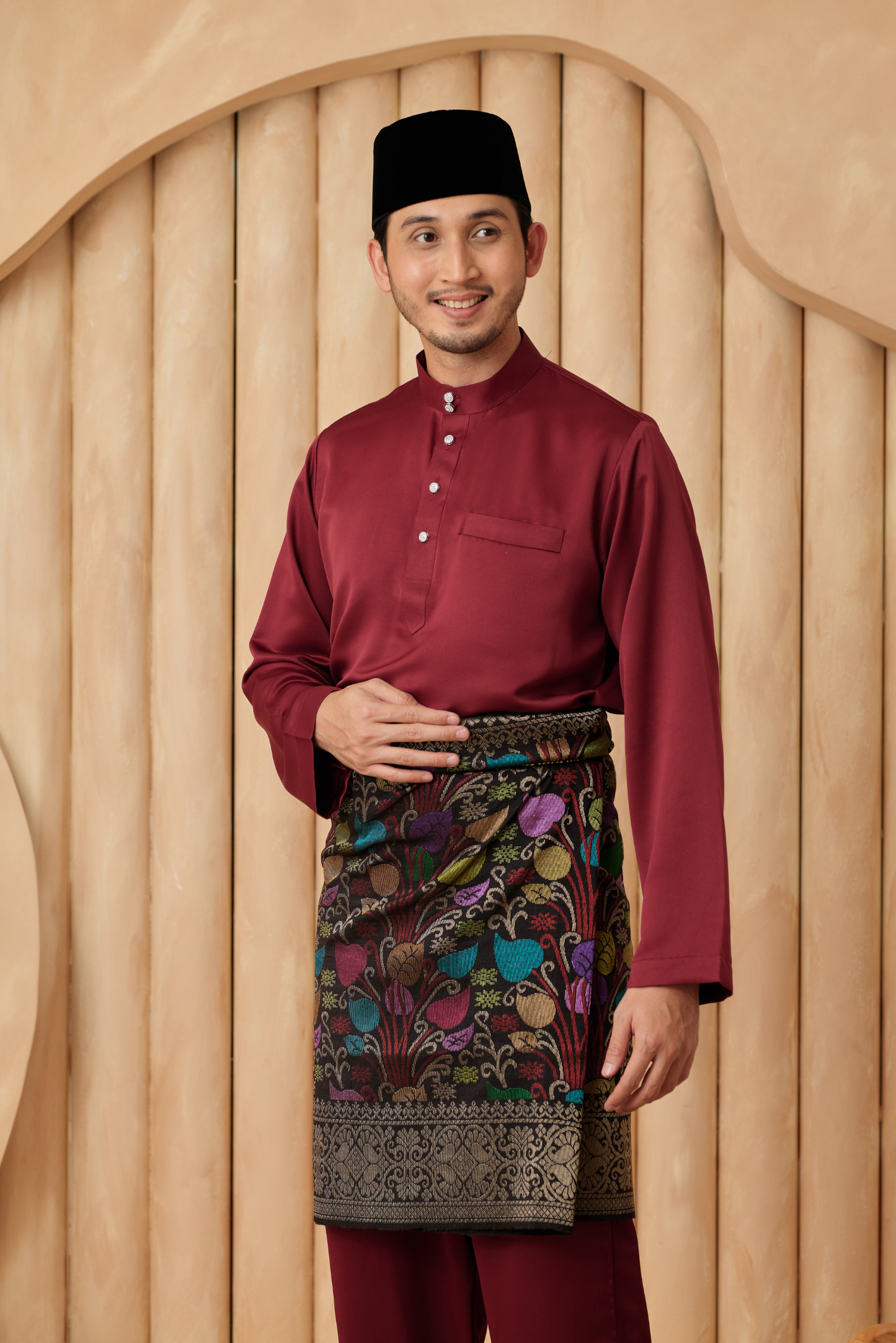 Baju Melayu Cekak Musang Regular Fit - Burgundy
