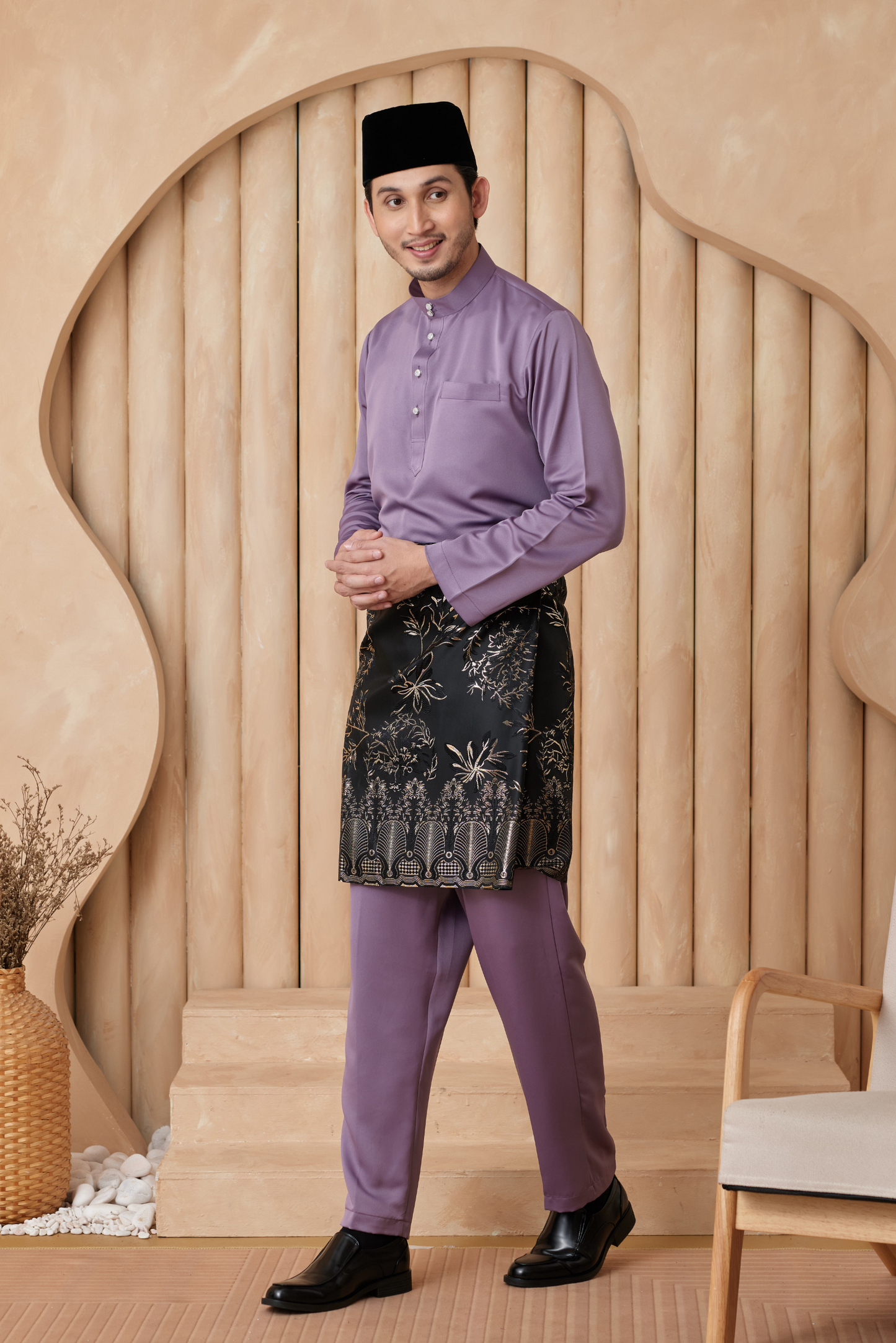 Baju Melayu Cekak Musang Regular Fit - Mauve Purple