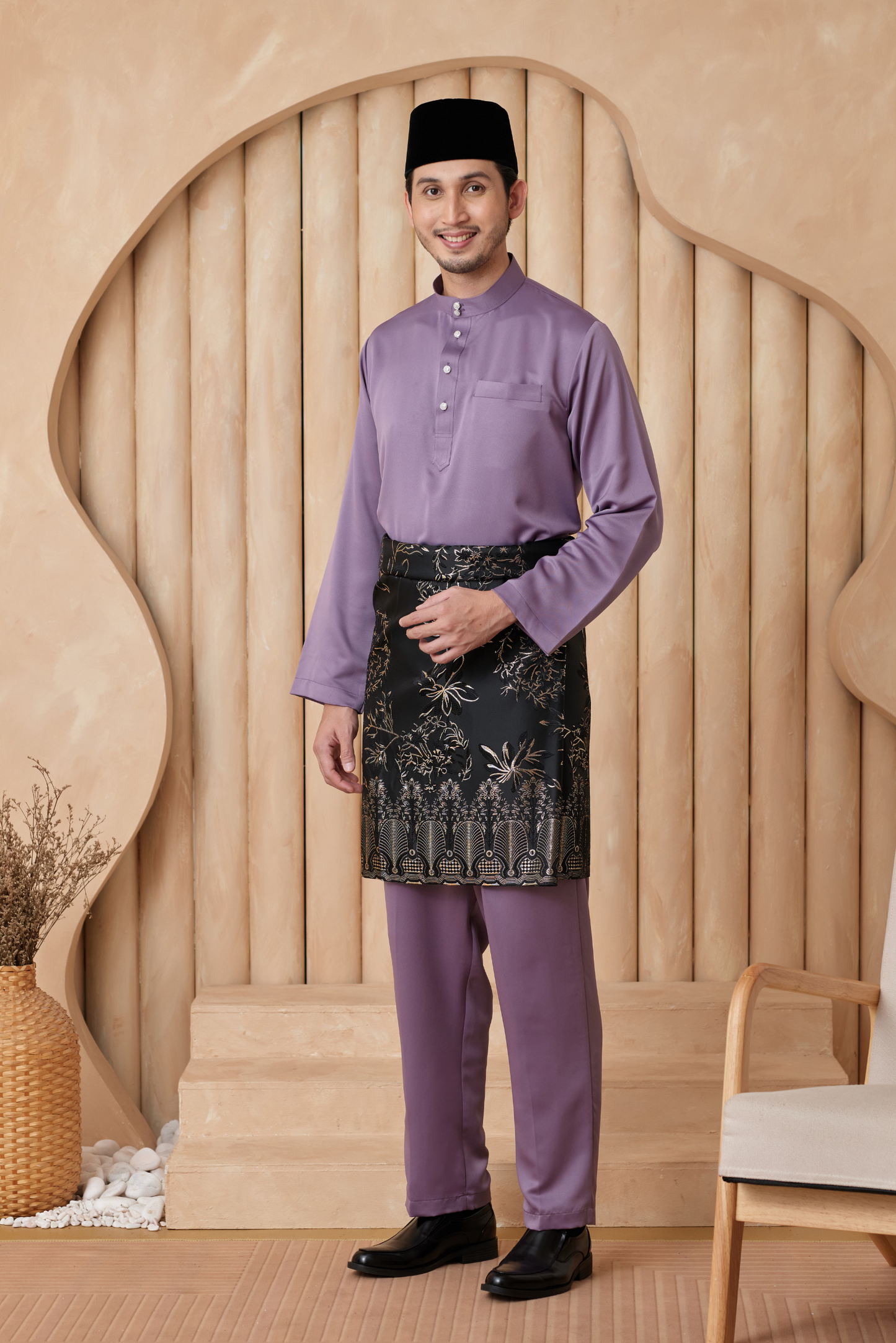 Baju Melayu Cekak Musang Regular Fit - Mauve Purple