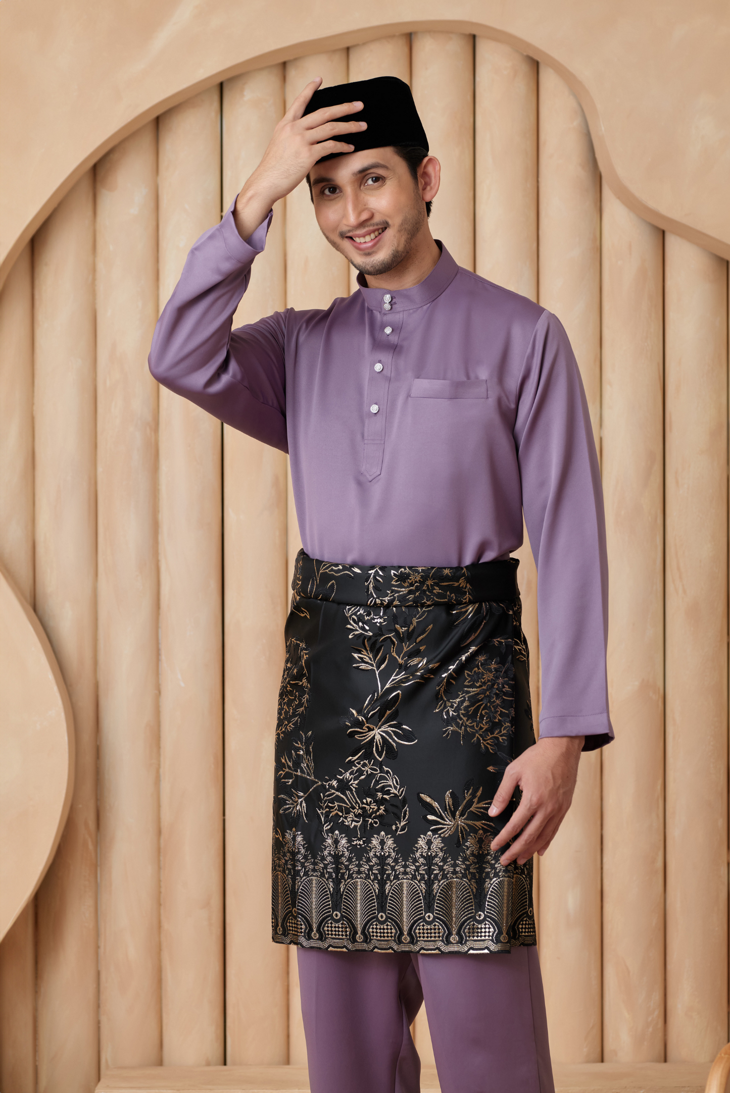 Baju Melayu Cekak Musang Regular Fit - Mauve Purple