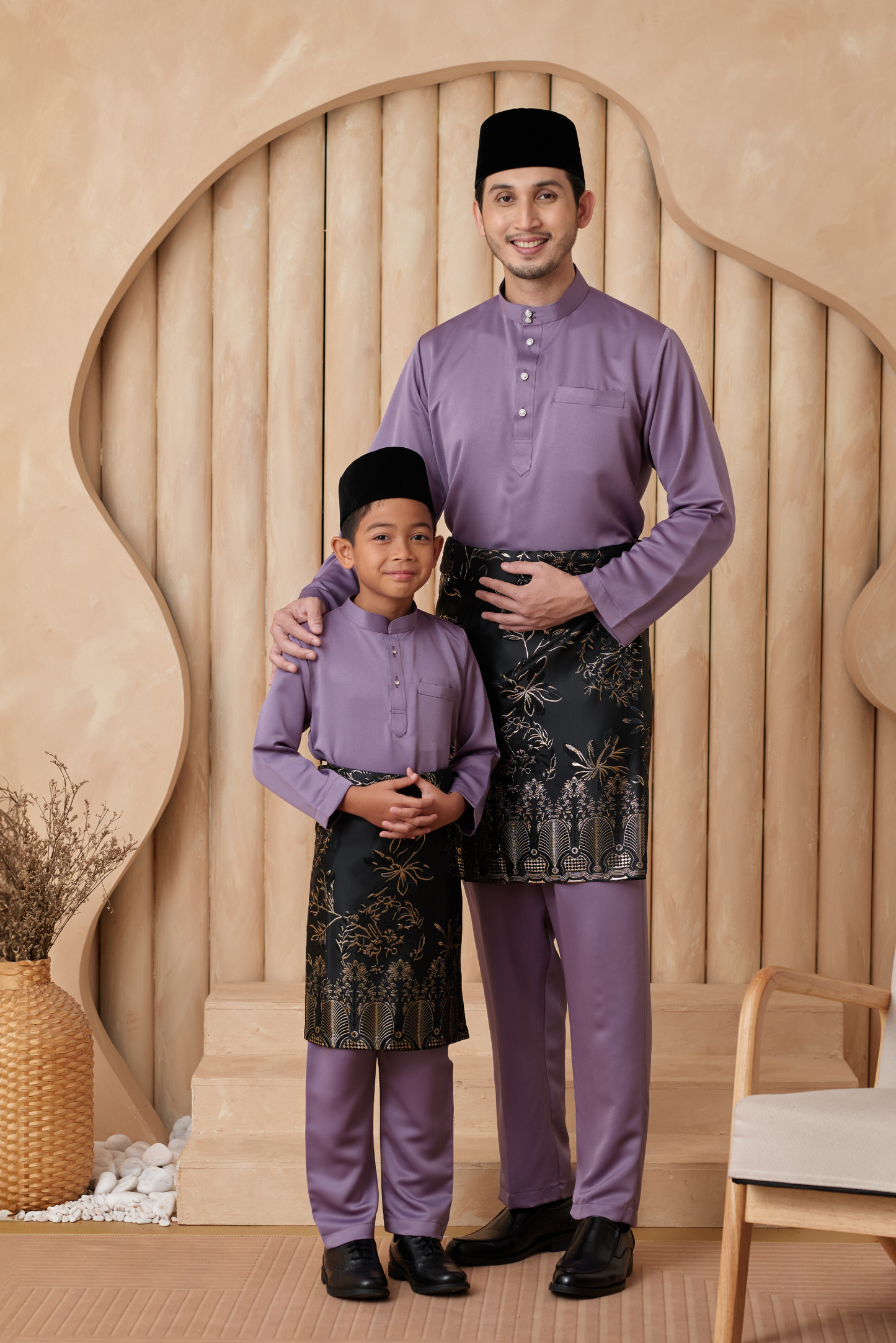 Baju Melayu Cekak Musang Regular Fit - Mauve Purple
