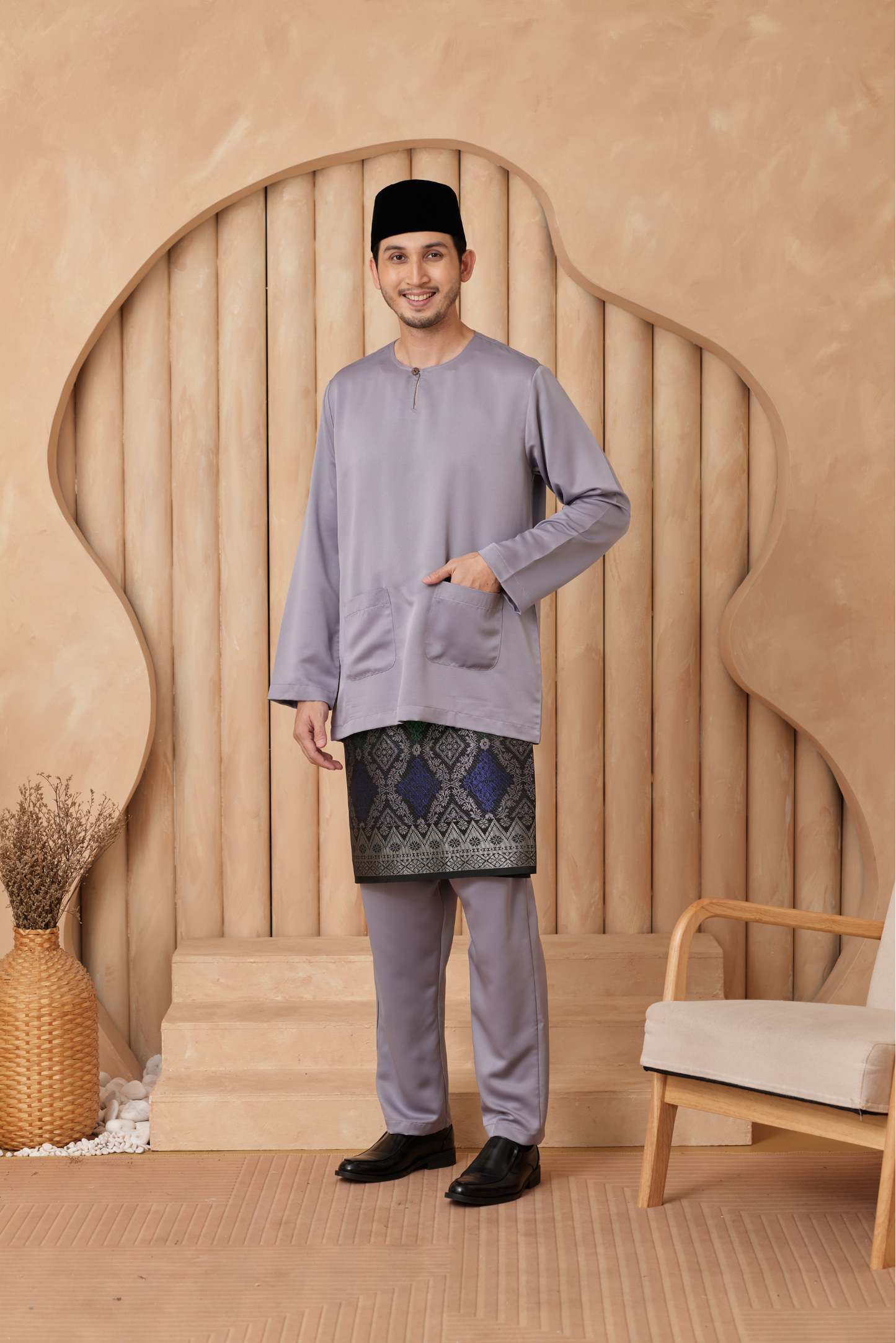 Baju Melayu Teluk Belanga Regular Fit - Cloud Grey