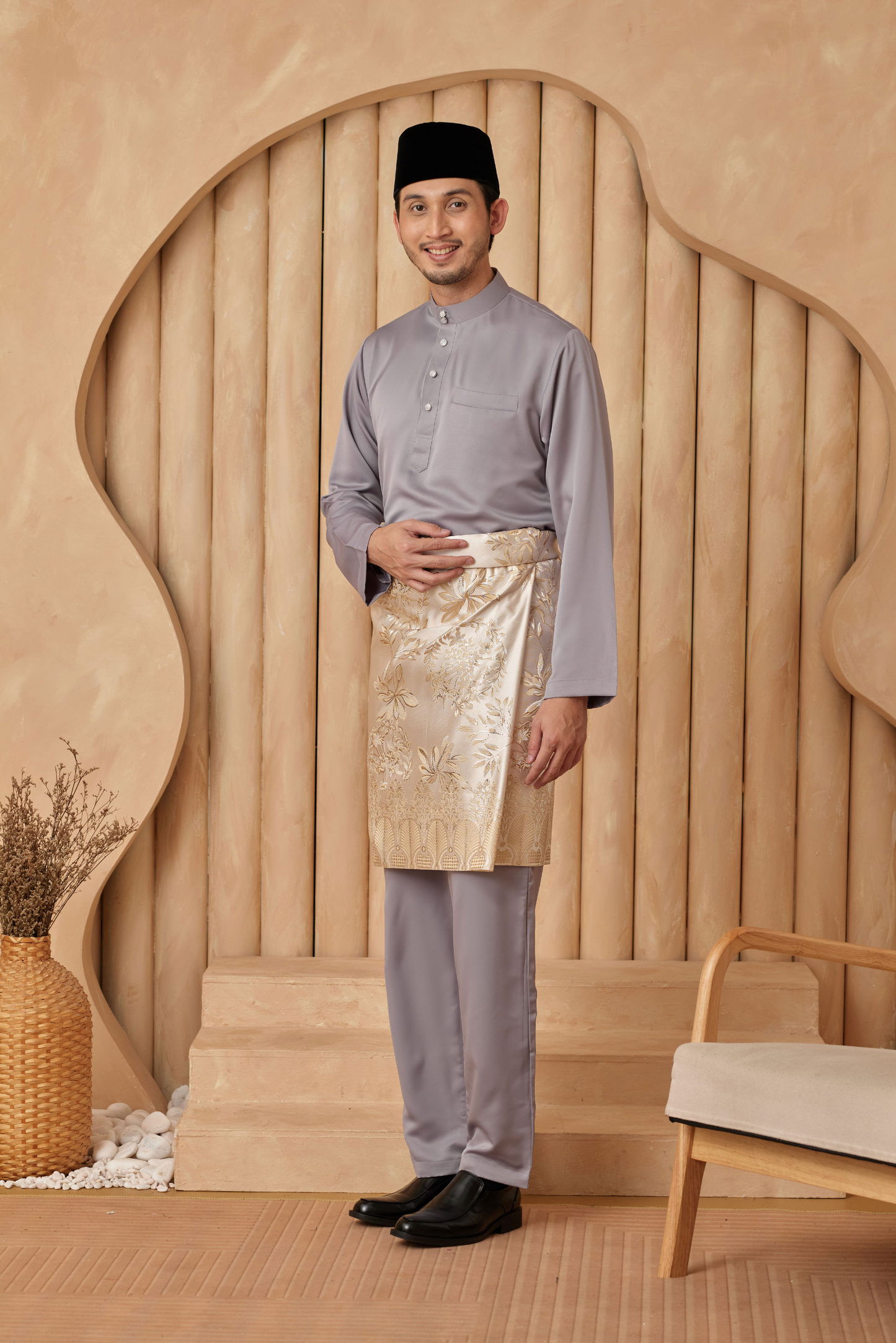 Baju Melayu Cekak Musang Regular Fit - Cloud Grey