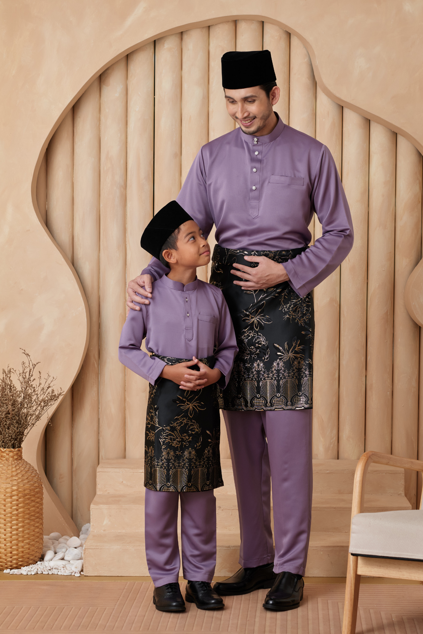 Baju Melayu Cekak Musang Regular Fit - Mauve Purple