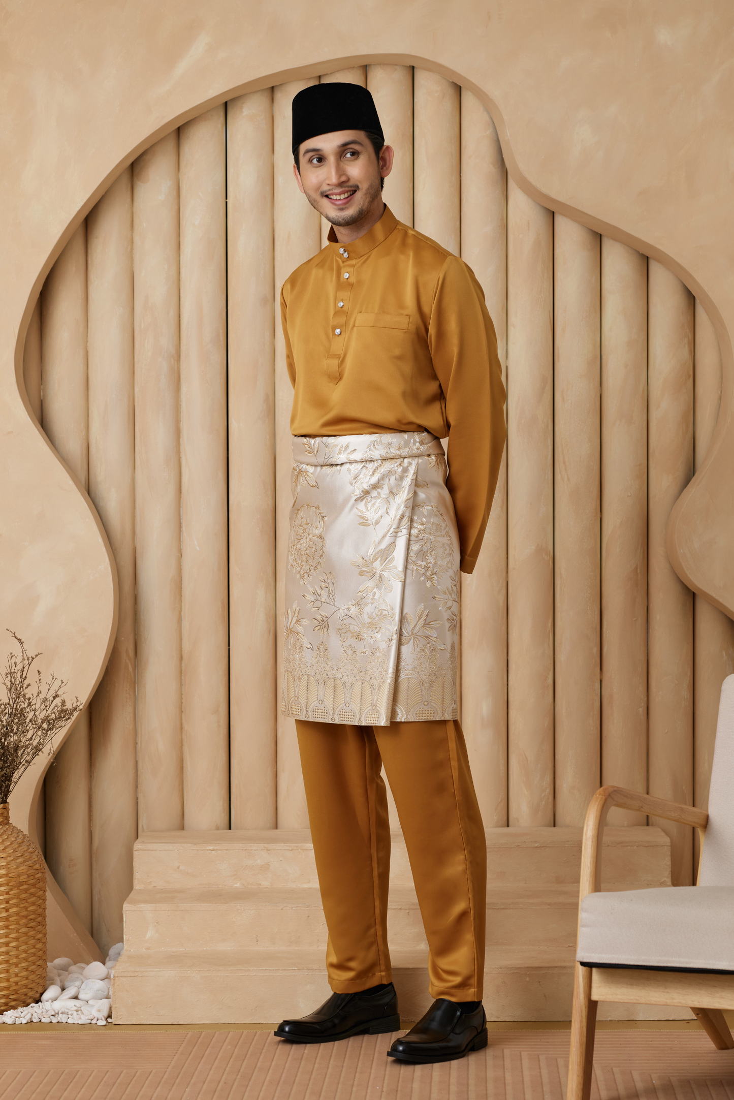 Baju Melayu Cekak Musang Regular Fit - Mustard