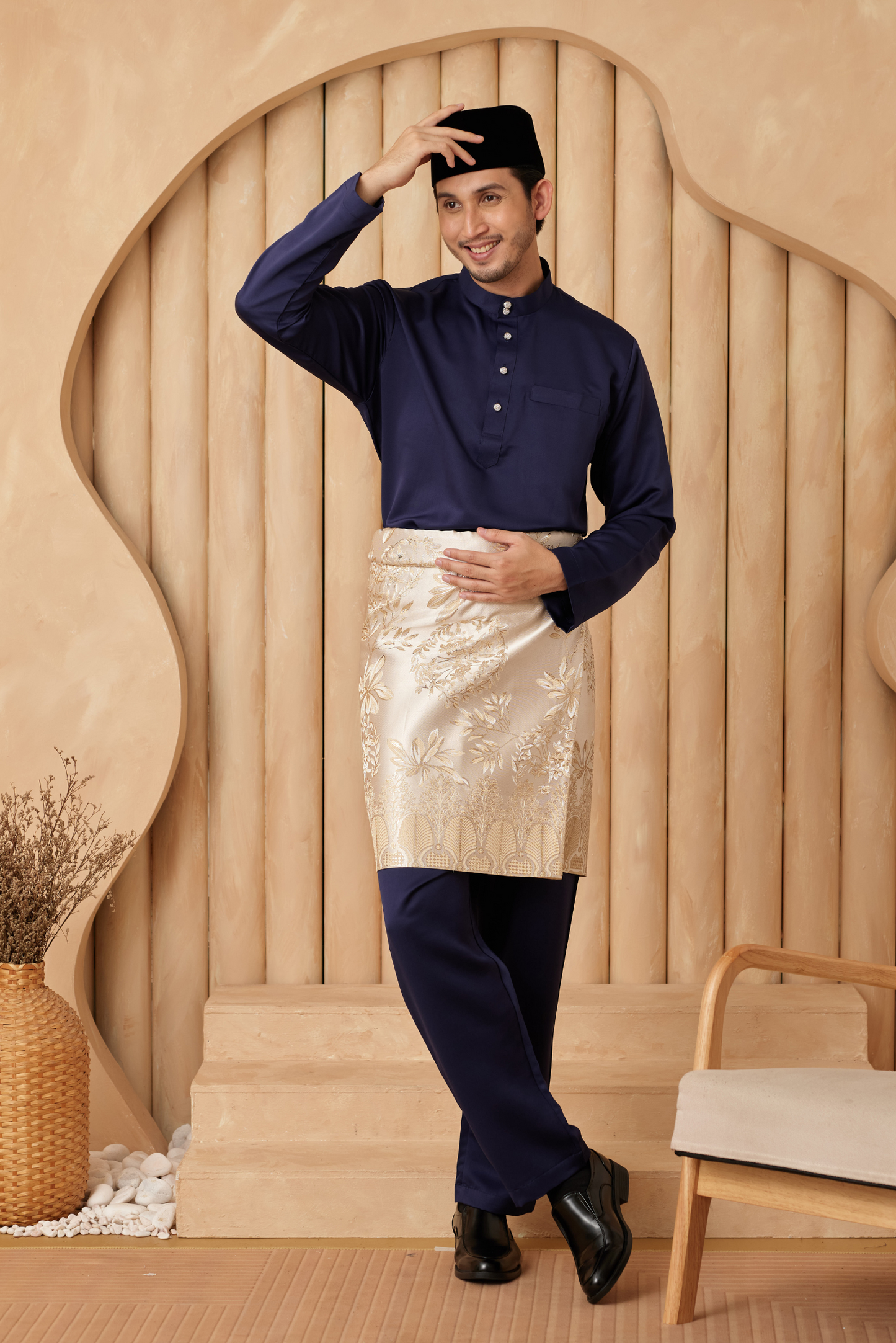 Baju Melayu Cekak Musang Regular Fit - Navy Blue