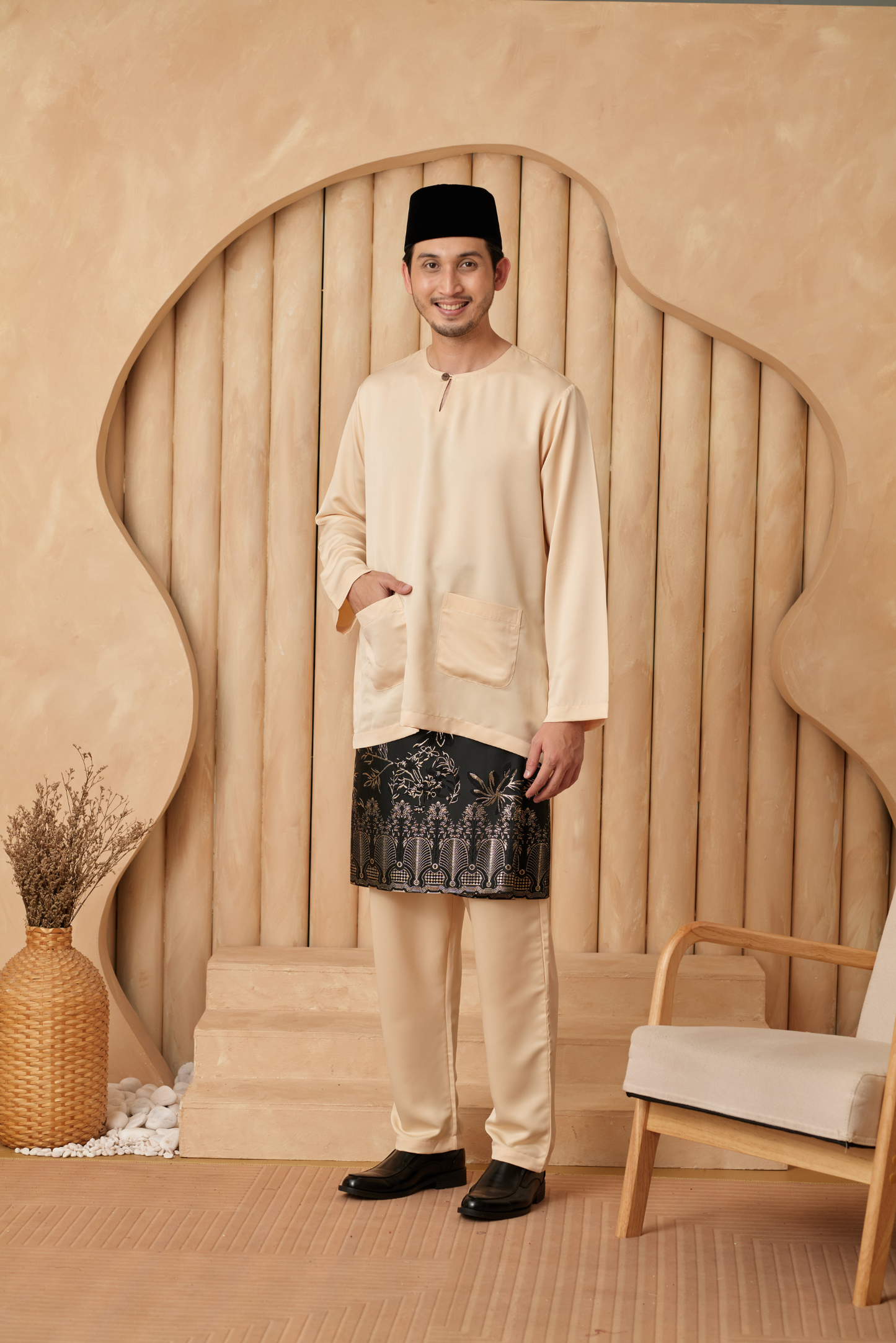 Baju Melayu Teluk Belanga Regular Fit - Cream