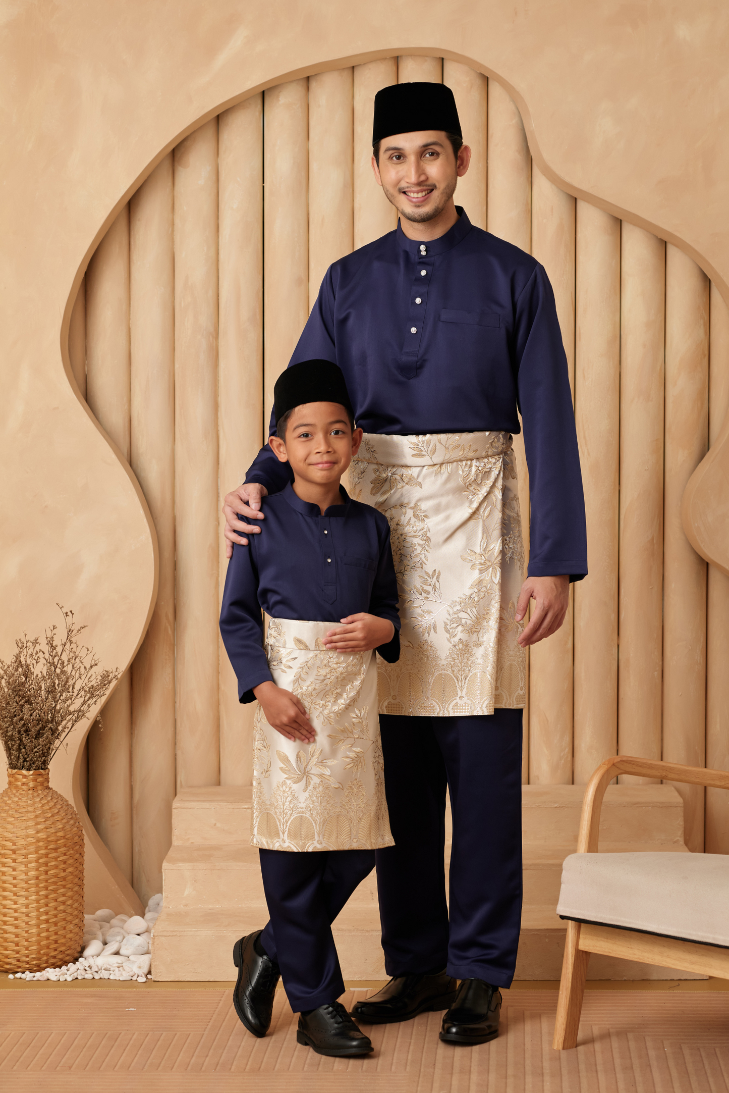 Baju Melayu Cekak Musang Regular Fit - Navy Blue