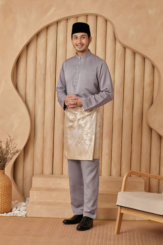 Baju Melayu Cekak Musang Regular Fit - Cloud Grey