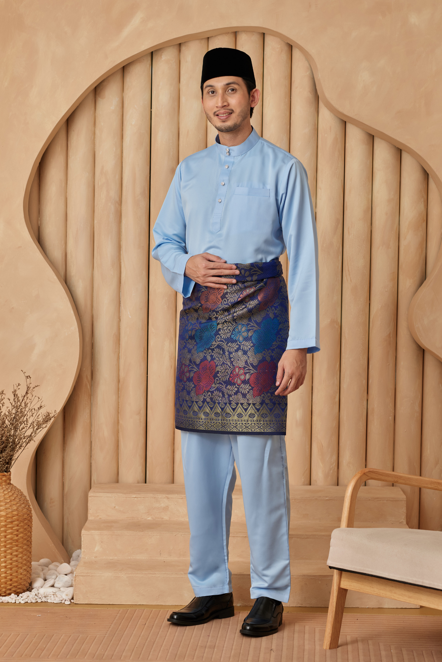 Baju Melayu Cekak Musang Regular Fit - Baby Blue