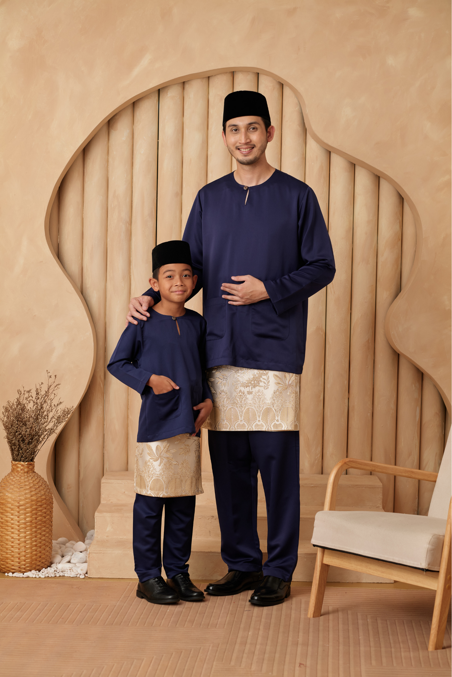 Baju Melayu Teluk Belanga Regular Fit - Navy Blue