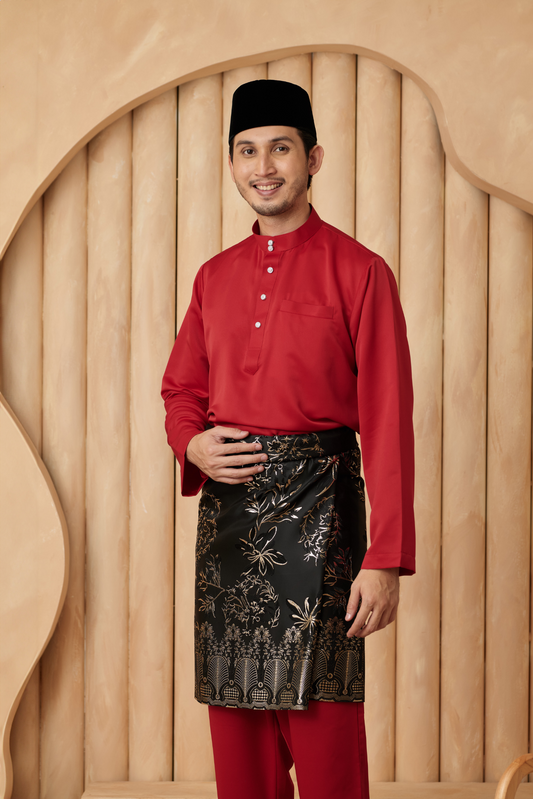 Baju Melayu Cekak Musang Regular Fit - Crimson Red