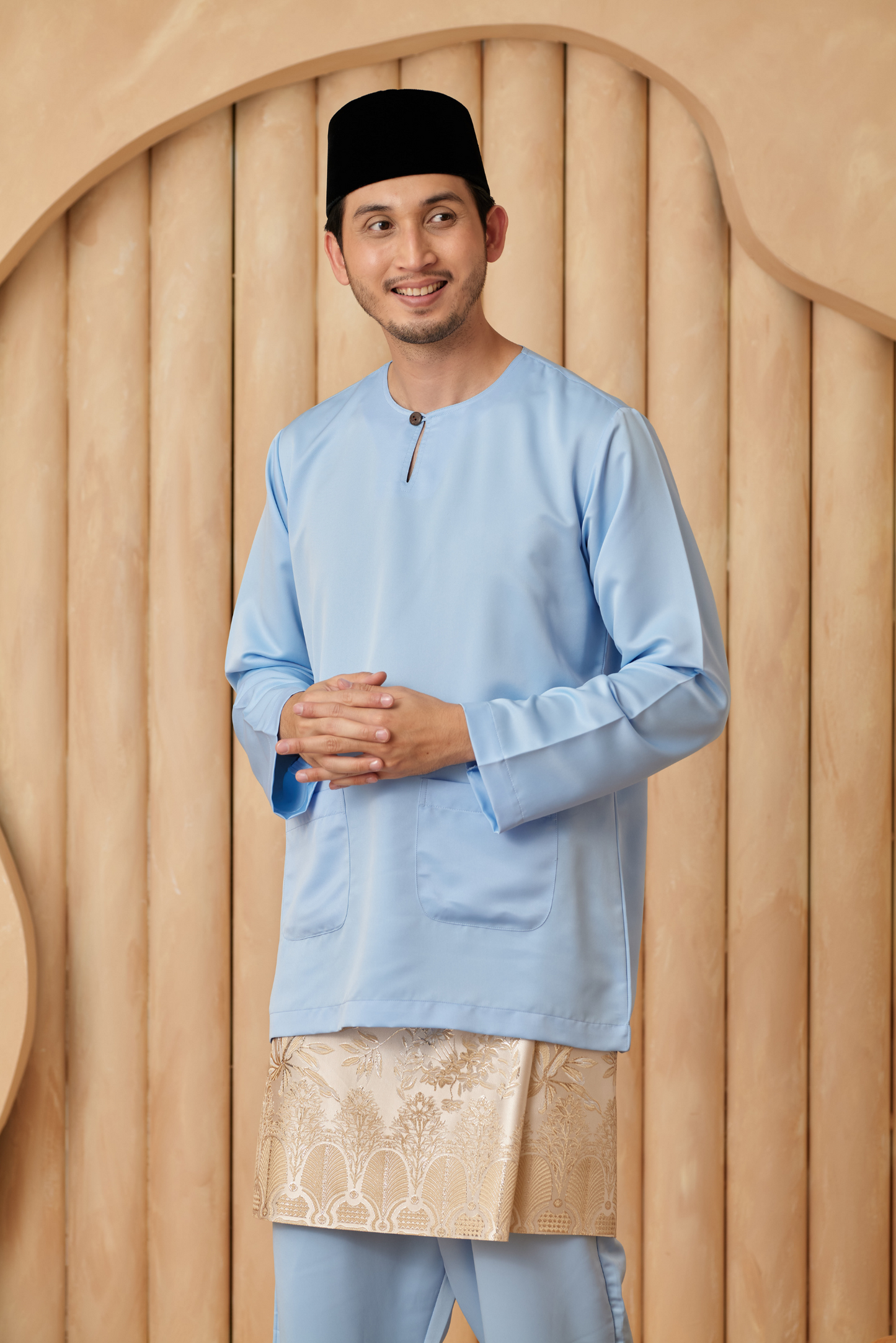 Baju Melayu Teluk Belanga Regular Fit - Baby Blue