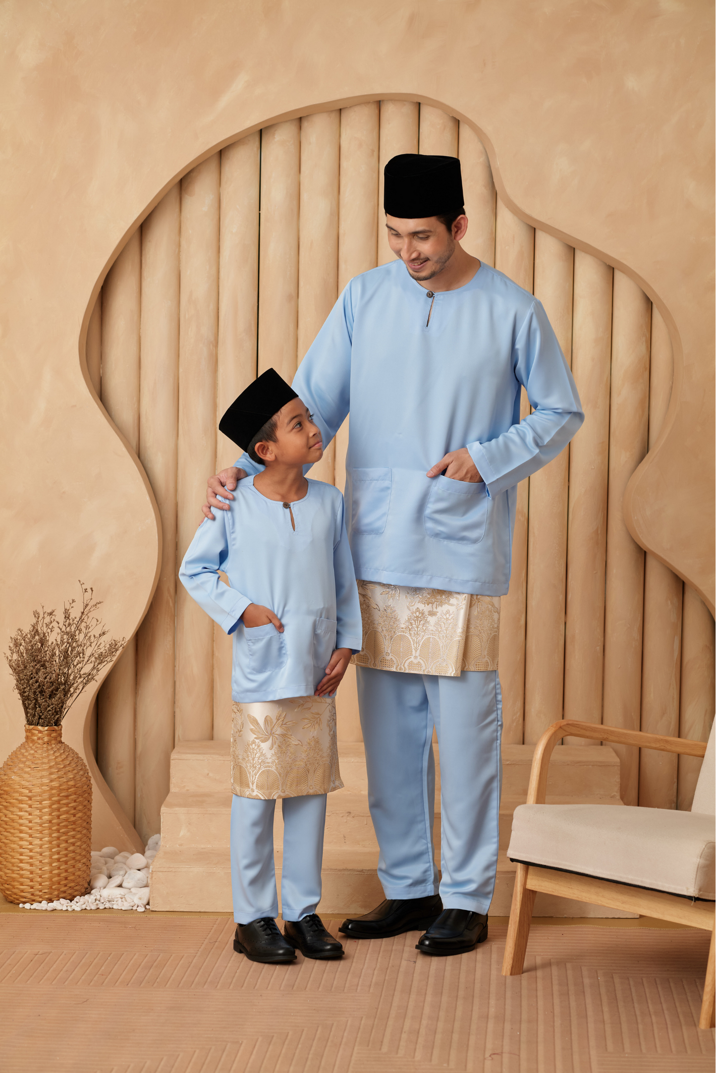 Baju Melayu Teluk Belanga Regular Fit - Baby Blue
