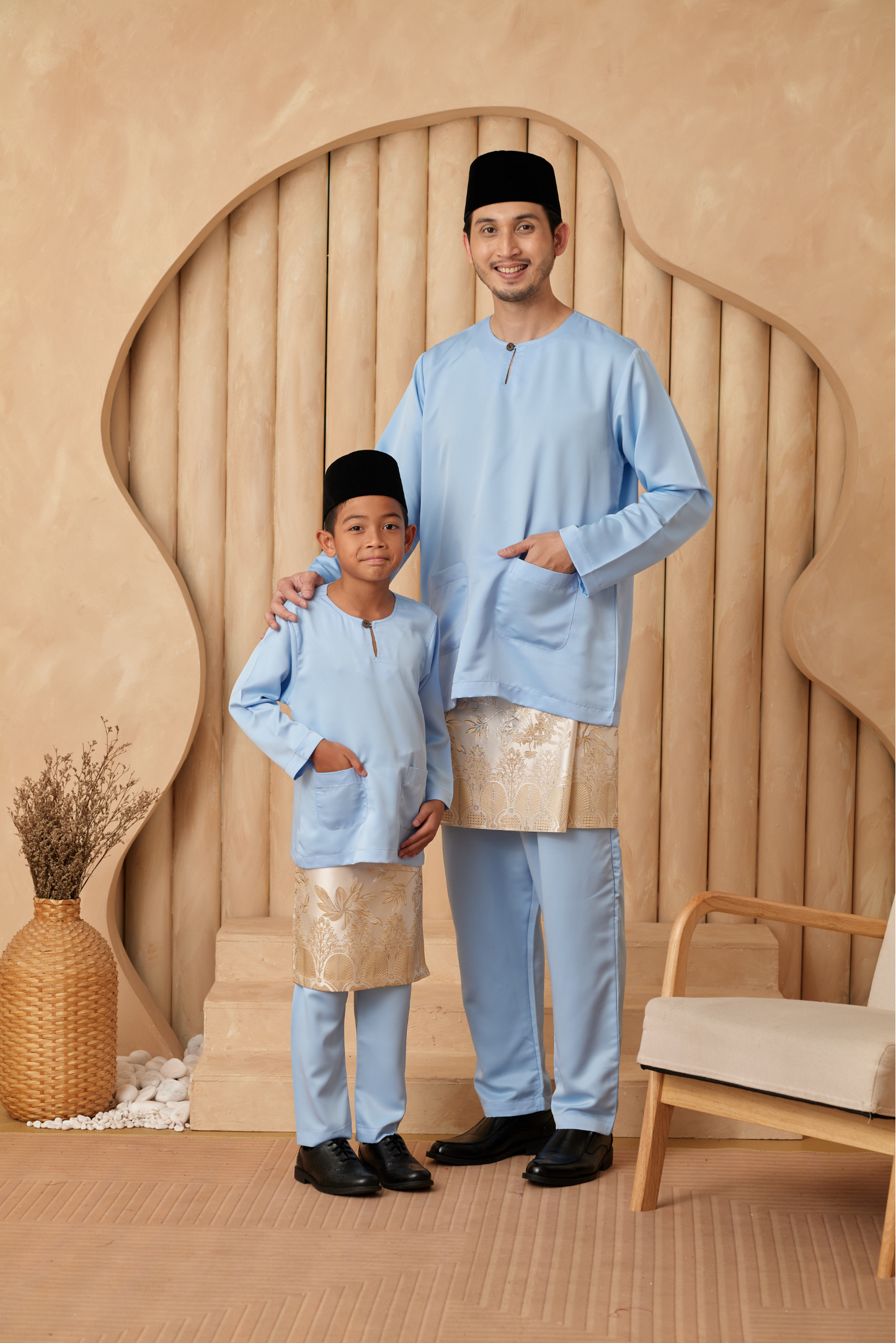 Baju Melayu Teluk Belanga Regular Fit - Baby Blue