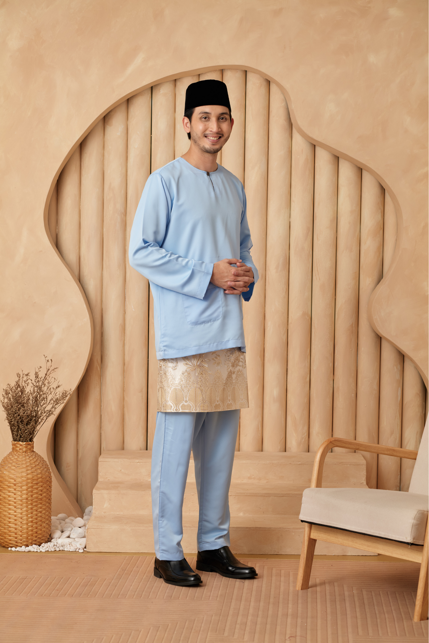 Baju Melayu Teluk Belanga Regular Fit - Baby Blue