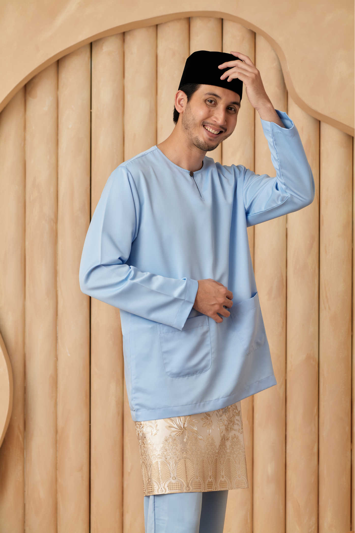 Baju Melayu Teluk Belanga Regular Fit - Baby Blue