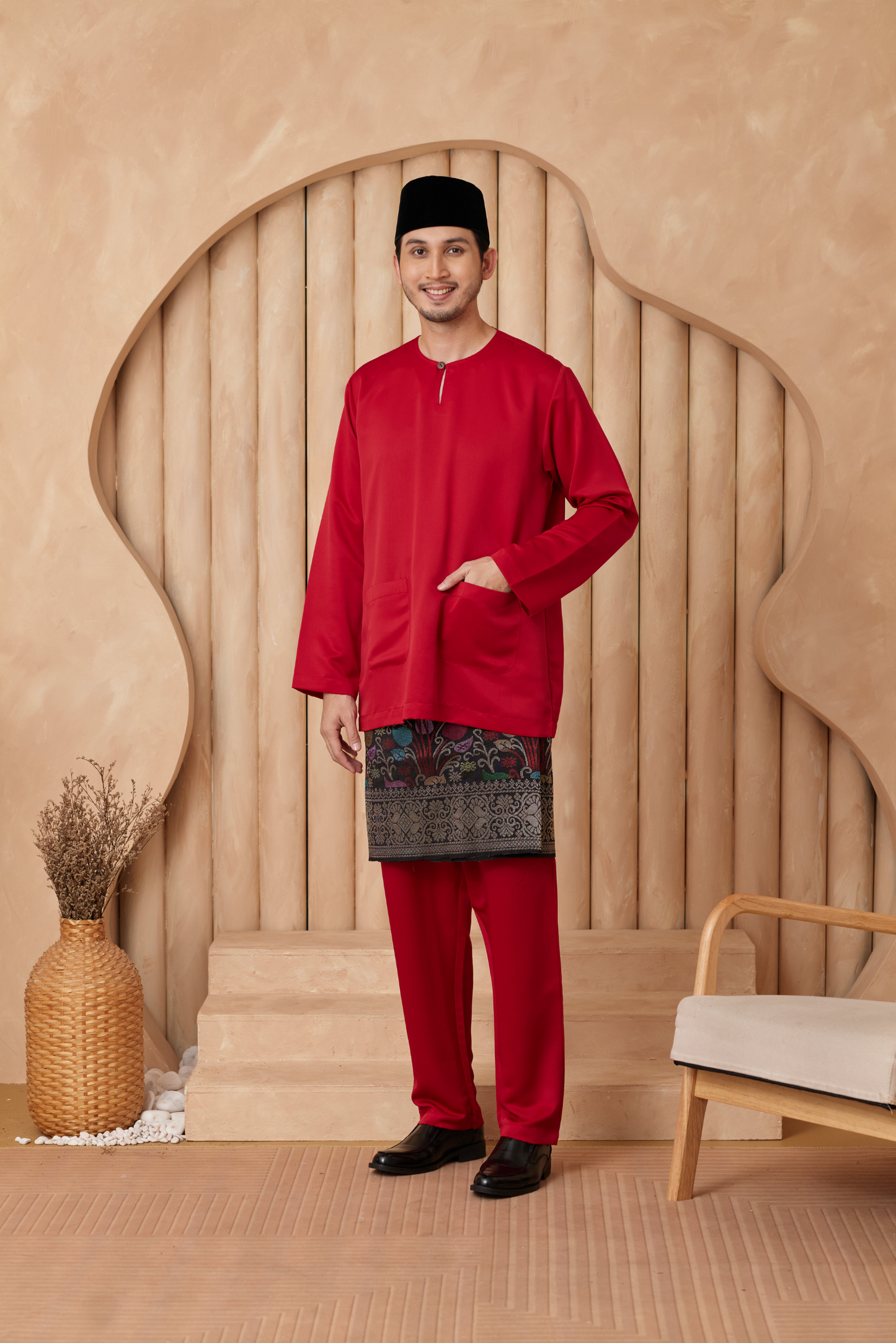 Baju Melayu Teluk Belanga Regular Fit - Crimson Red
