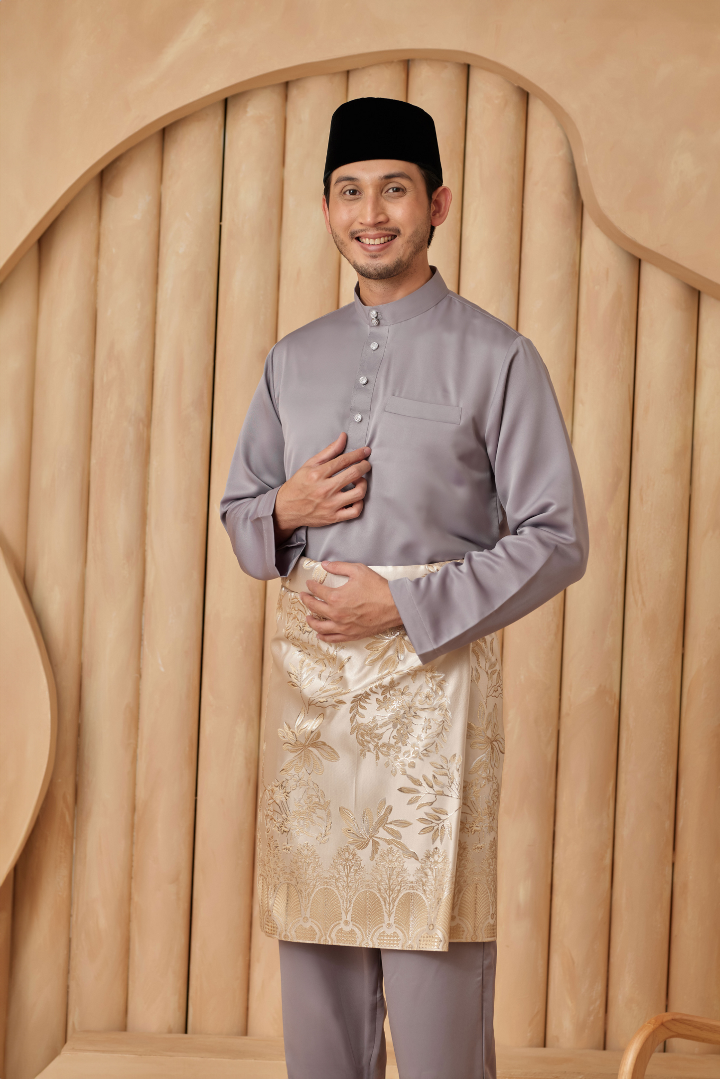 Baju Melayu Cekak Musang Regular Fit - Cloud Grey