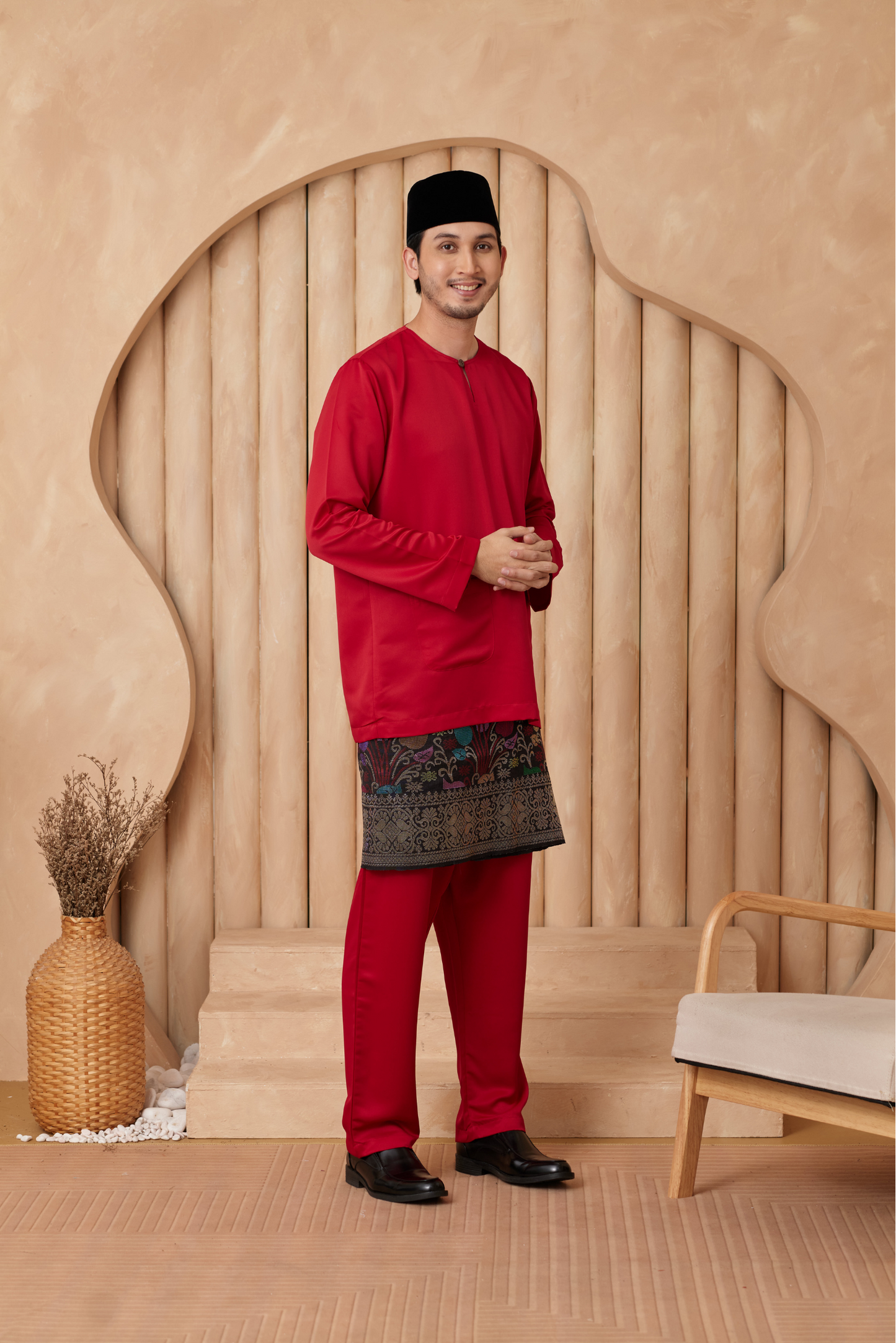 Baju Melayu Teluk Belanga Regular Fit - Crimson Red