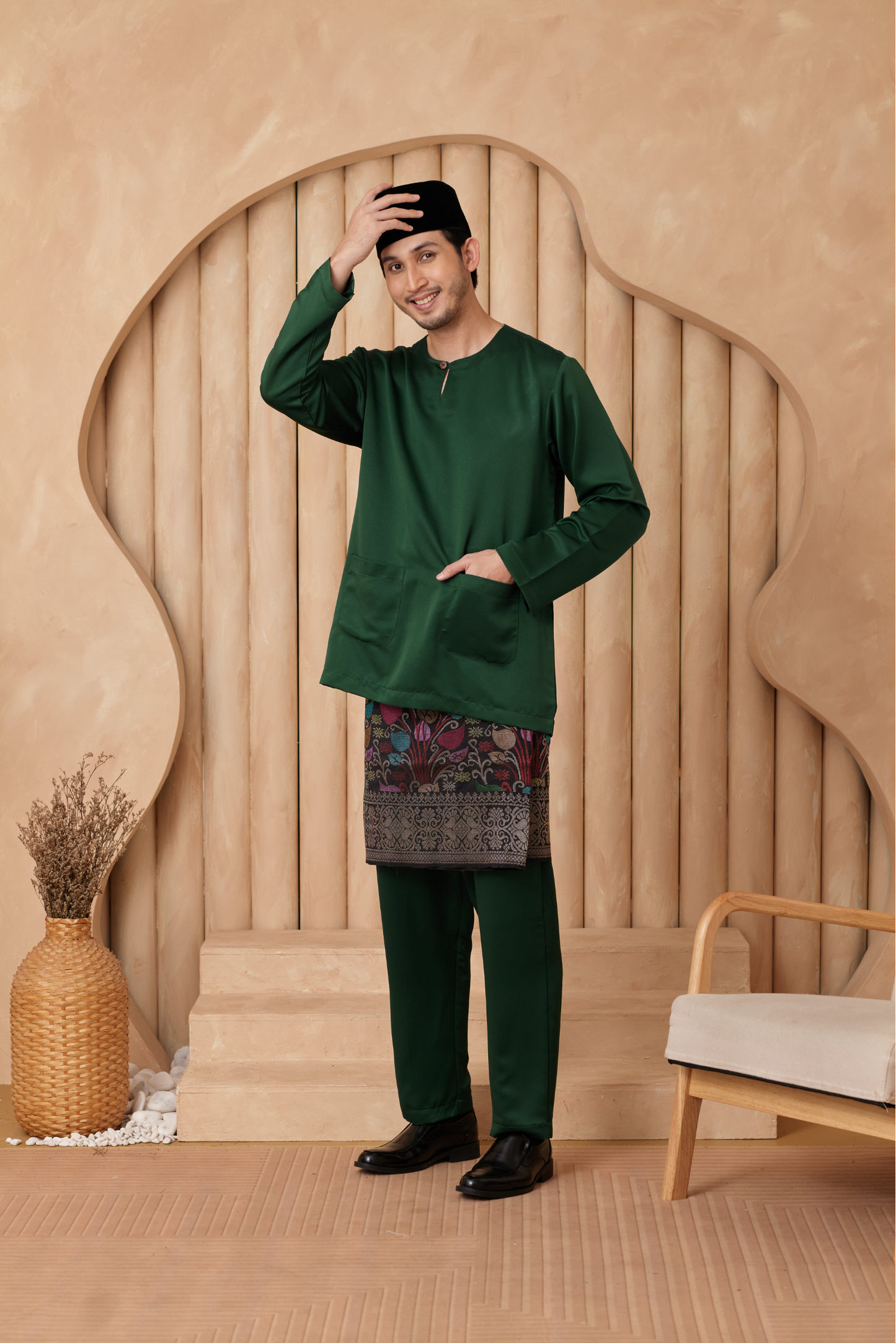 Baju Melayu Teluk Belanga Regular Fit - Emerald Green