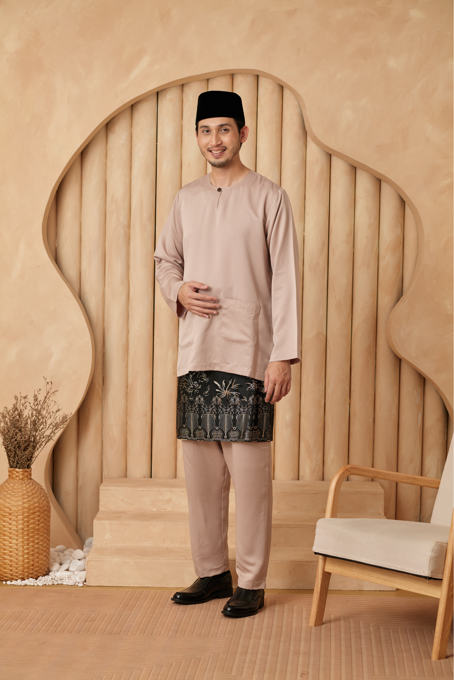 Baju Melayu Teluk Belanga Regular Fit - Champagne