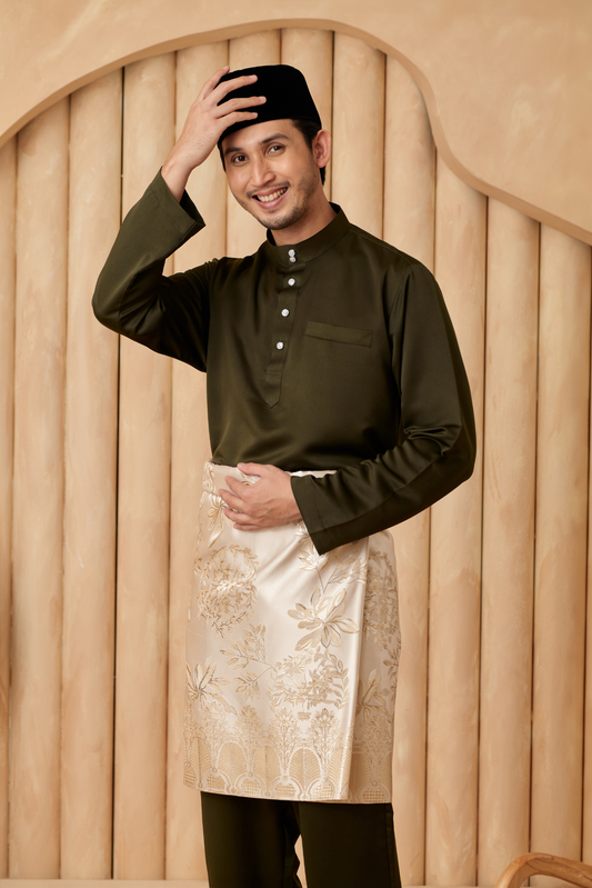 Baju Melayu Cekak Musang Regular Fit - Army Green