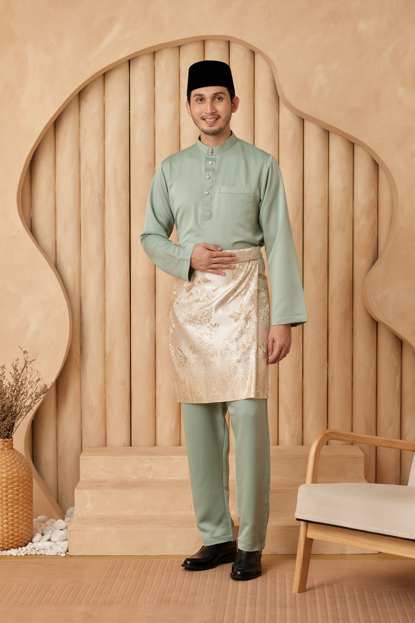 Baju Melayu Cekak Musang Regular Fit - Pistachio