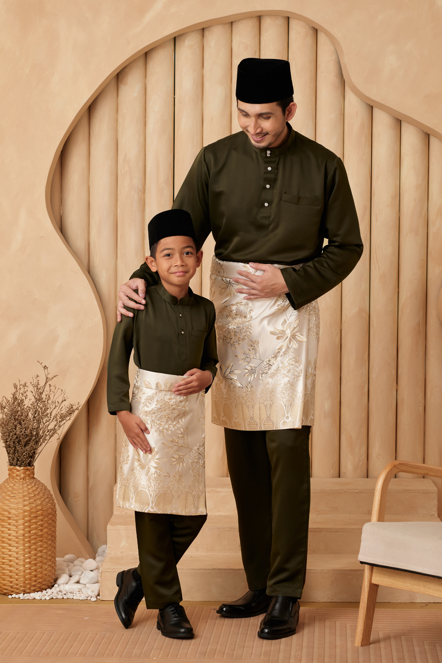 Baju Melayu Cekak Musang Regular Fit - Army Green