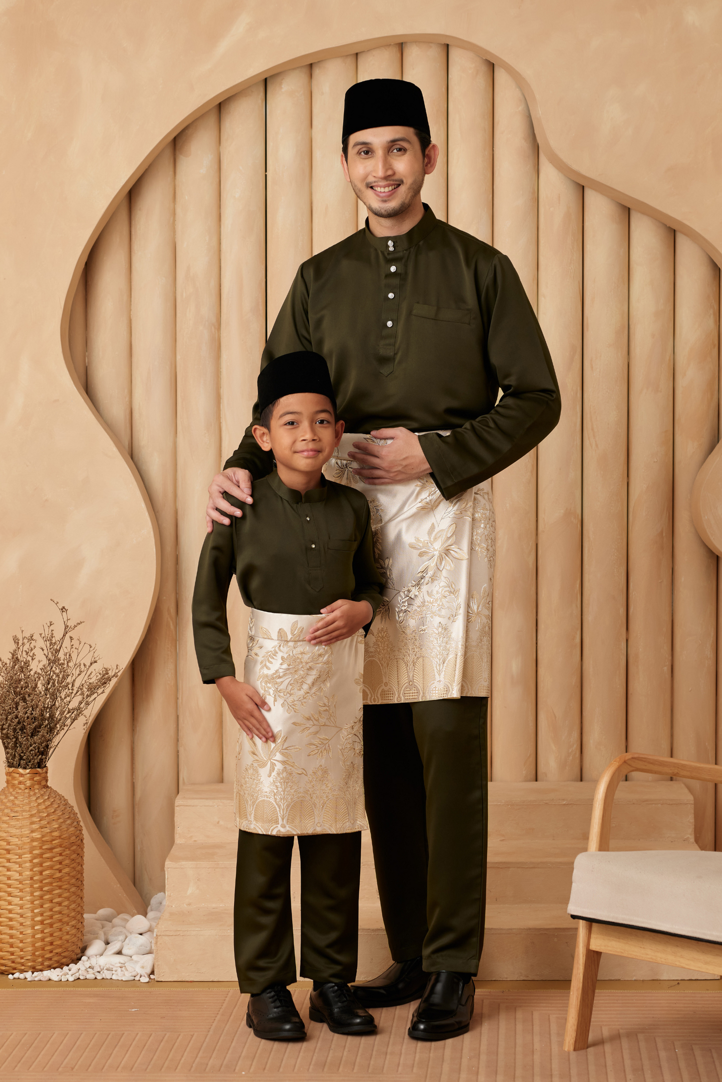 Baju Melayu Cekak Musang Regular Fit - Army Green