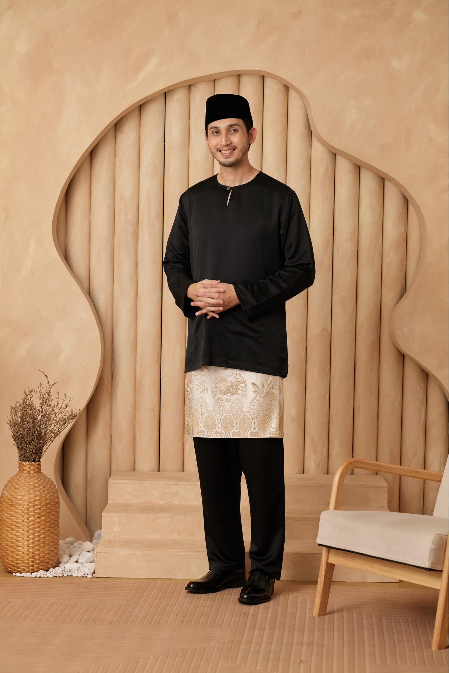 Baju Melayu Teluk Belanga Regular Fit - Black