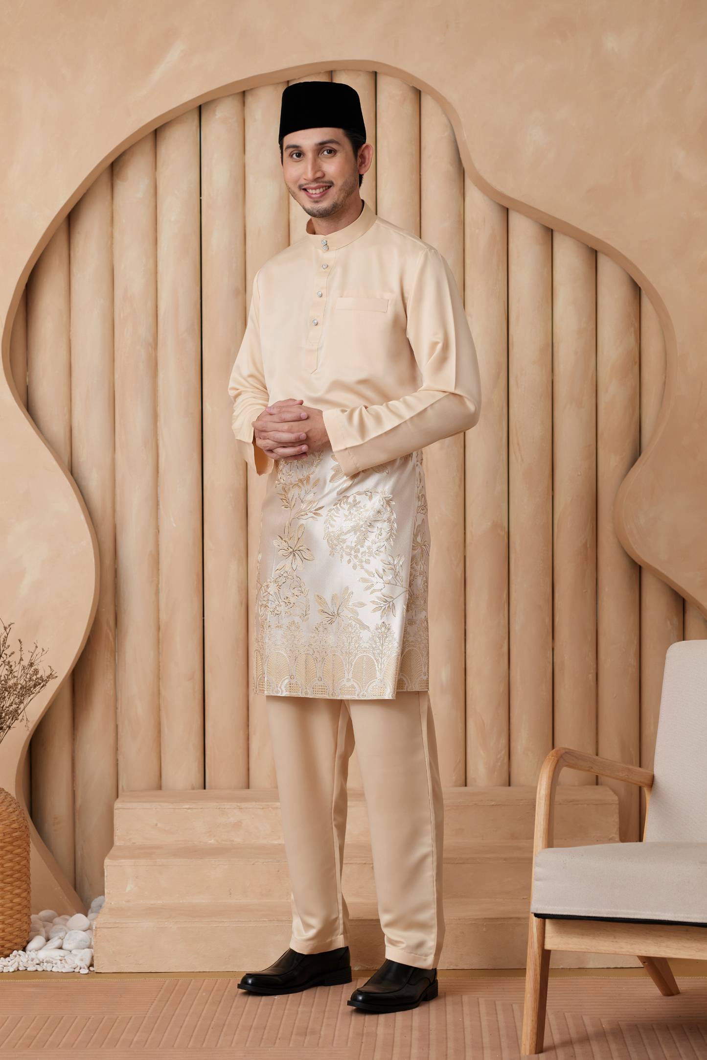 Baju Melayu Cekak Musang Regular Fit - Cream