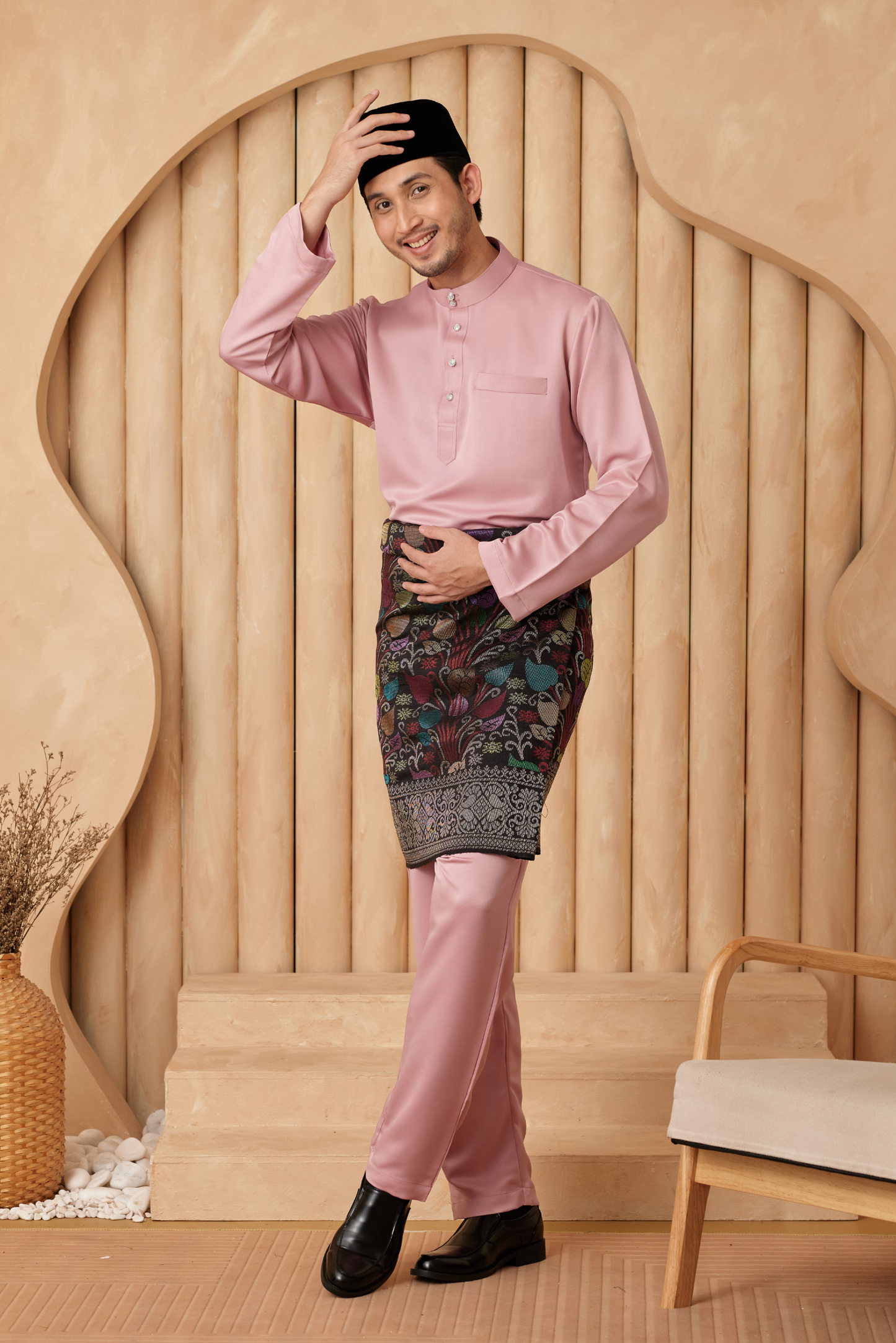 Baju Melayu Cekak Musang Regular Fit - Dusty Pink