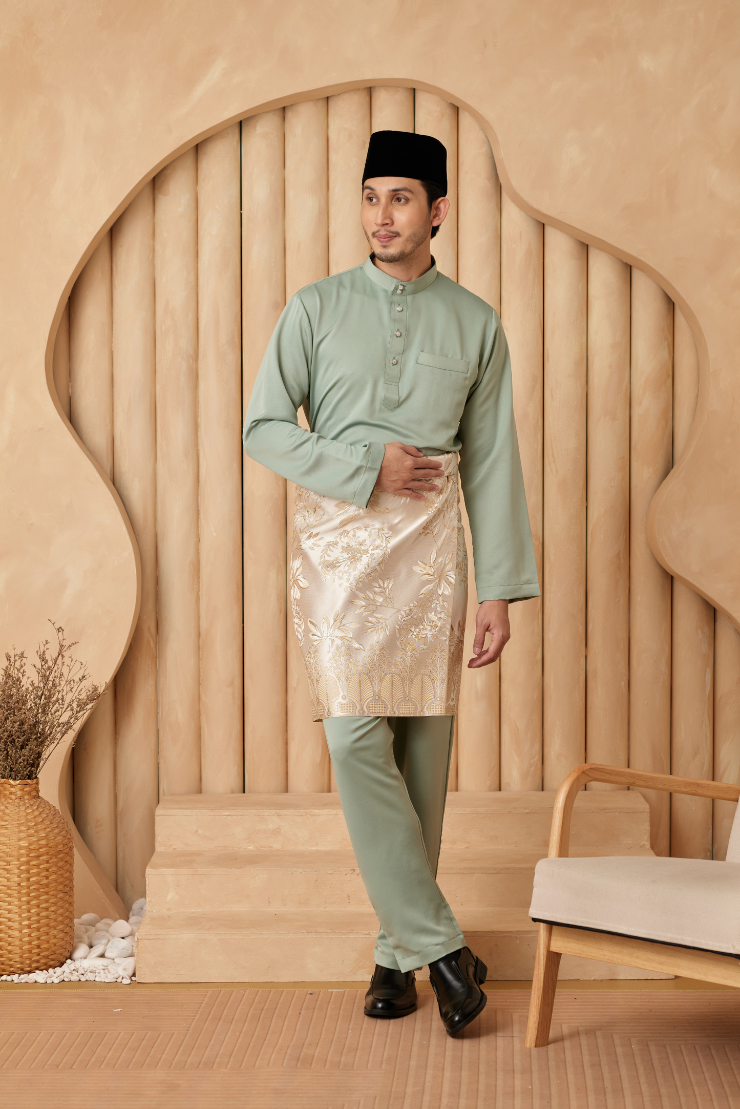 Baju Melayu Cekak Musang Regular Fit - Pistachio