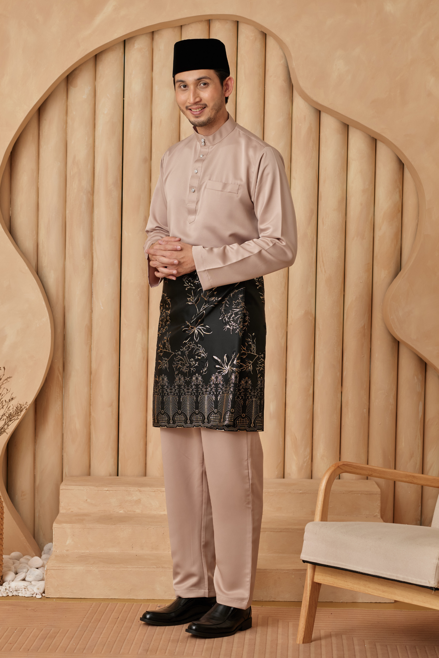 Baju Melayu Cekak Musang Regular Fit - Champagne