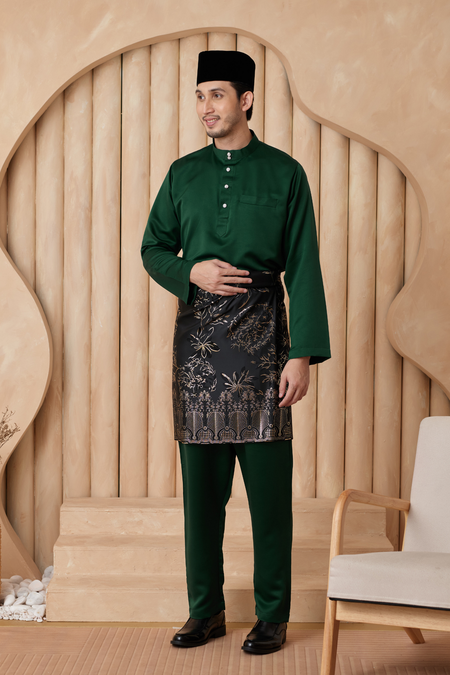 Baju Melayu Cekak Musang Regular Fit - Emerald Green
