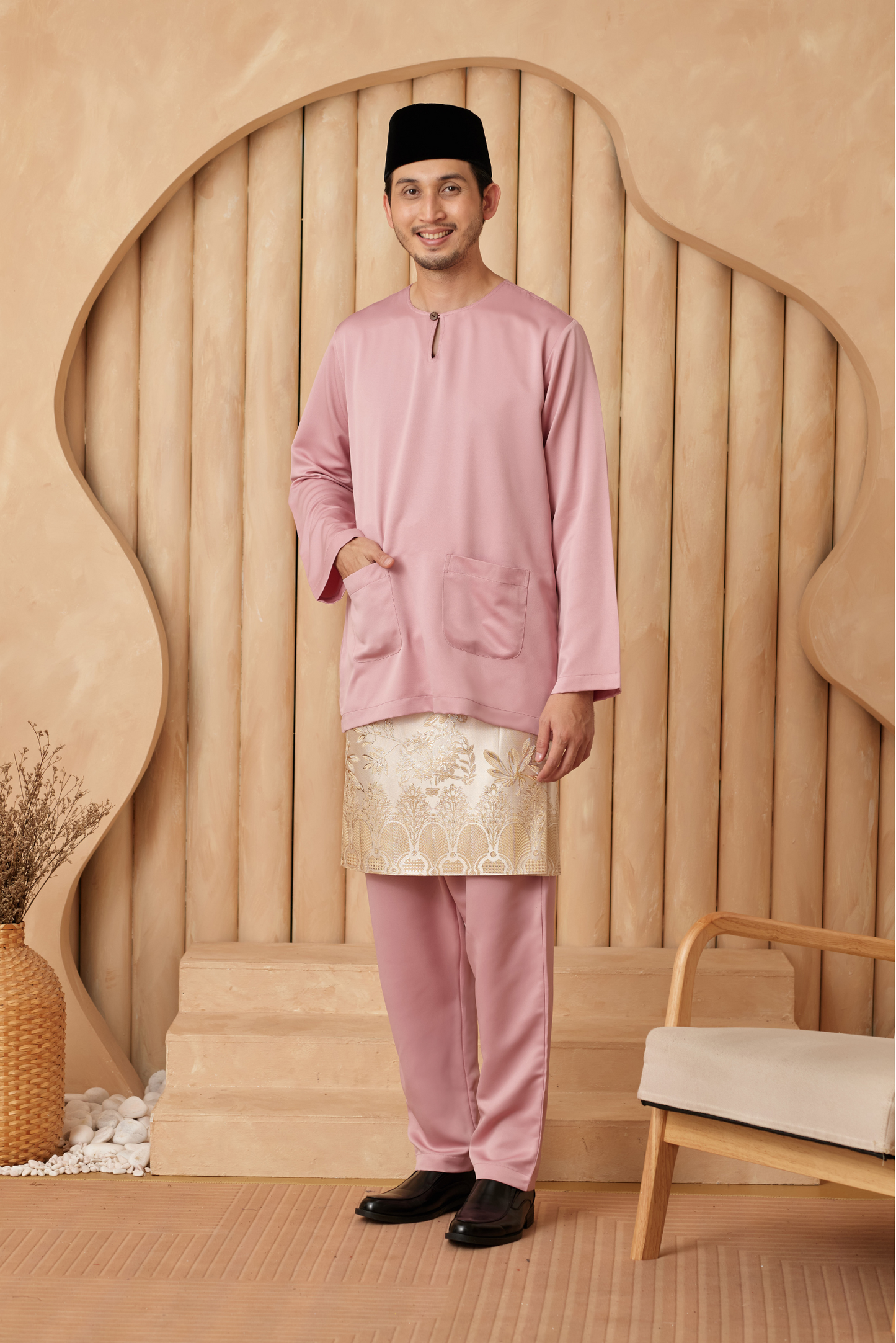 Baju Melayu Teluk Belanga Regular Fit - Dusty Pink