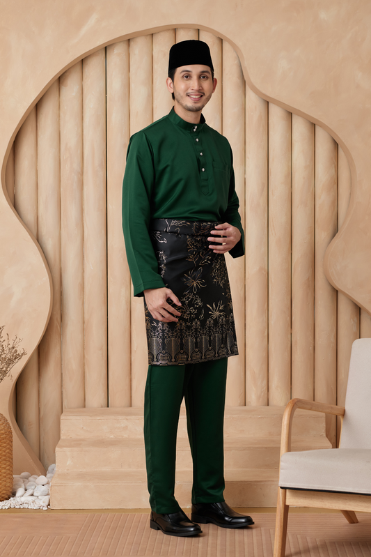Baju Melayu Cekak Musang Regular Fit - Emerald Green