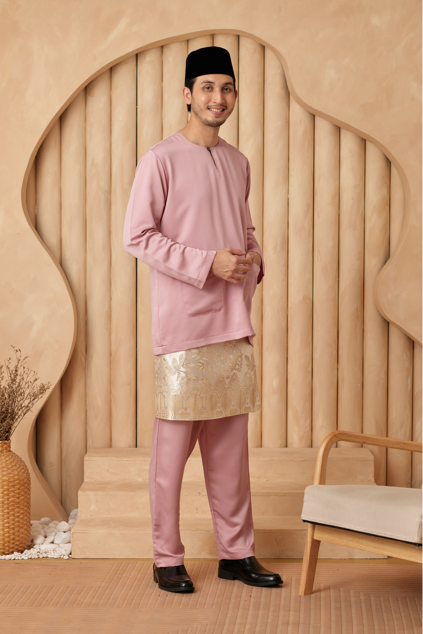 Baju Melayu Teluk Belanga Regular Fit - Dusty Pink