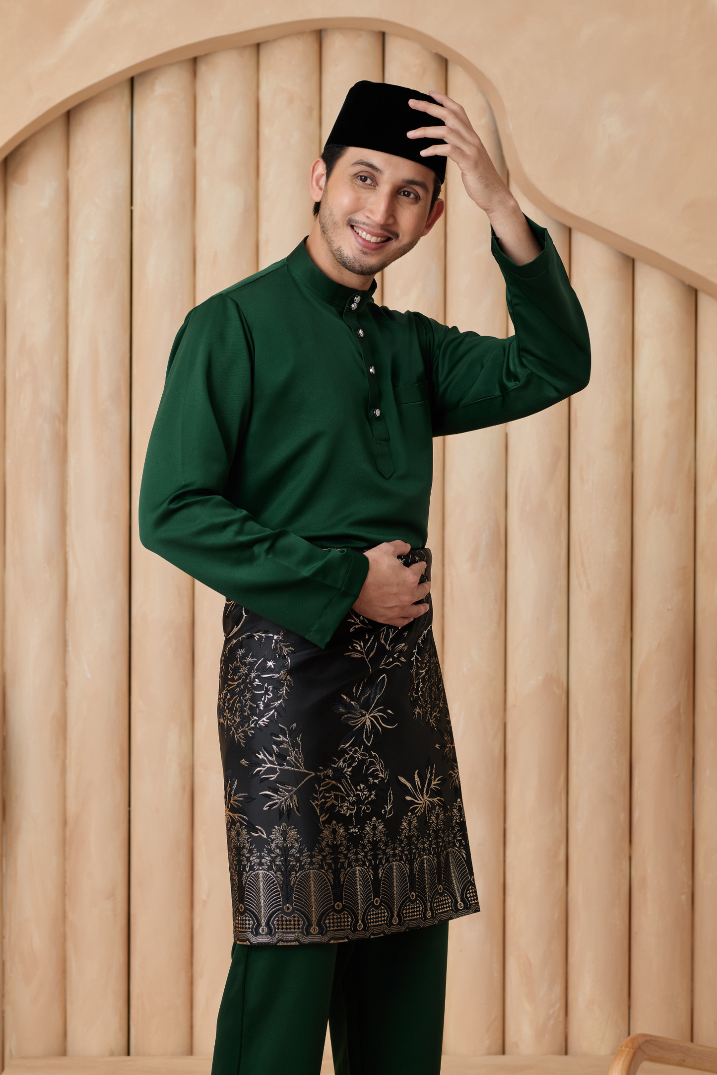 Baju Melayu Cekak Musang Regular Fit - Emerald Green