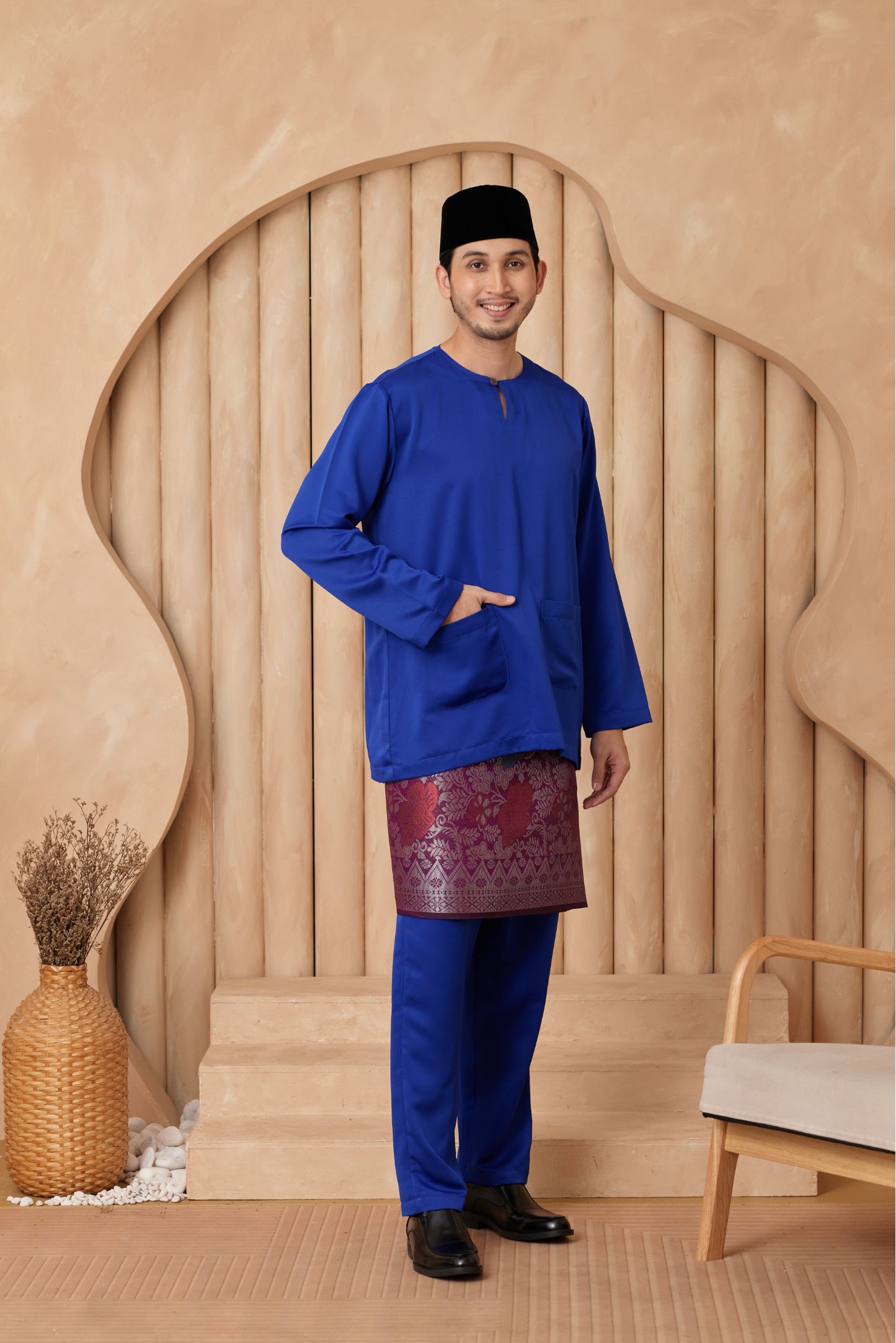Baju Melayu Teluk Belanga Regular Fit - Royal Blue
