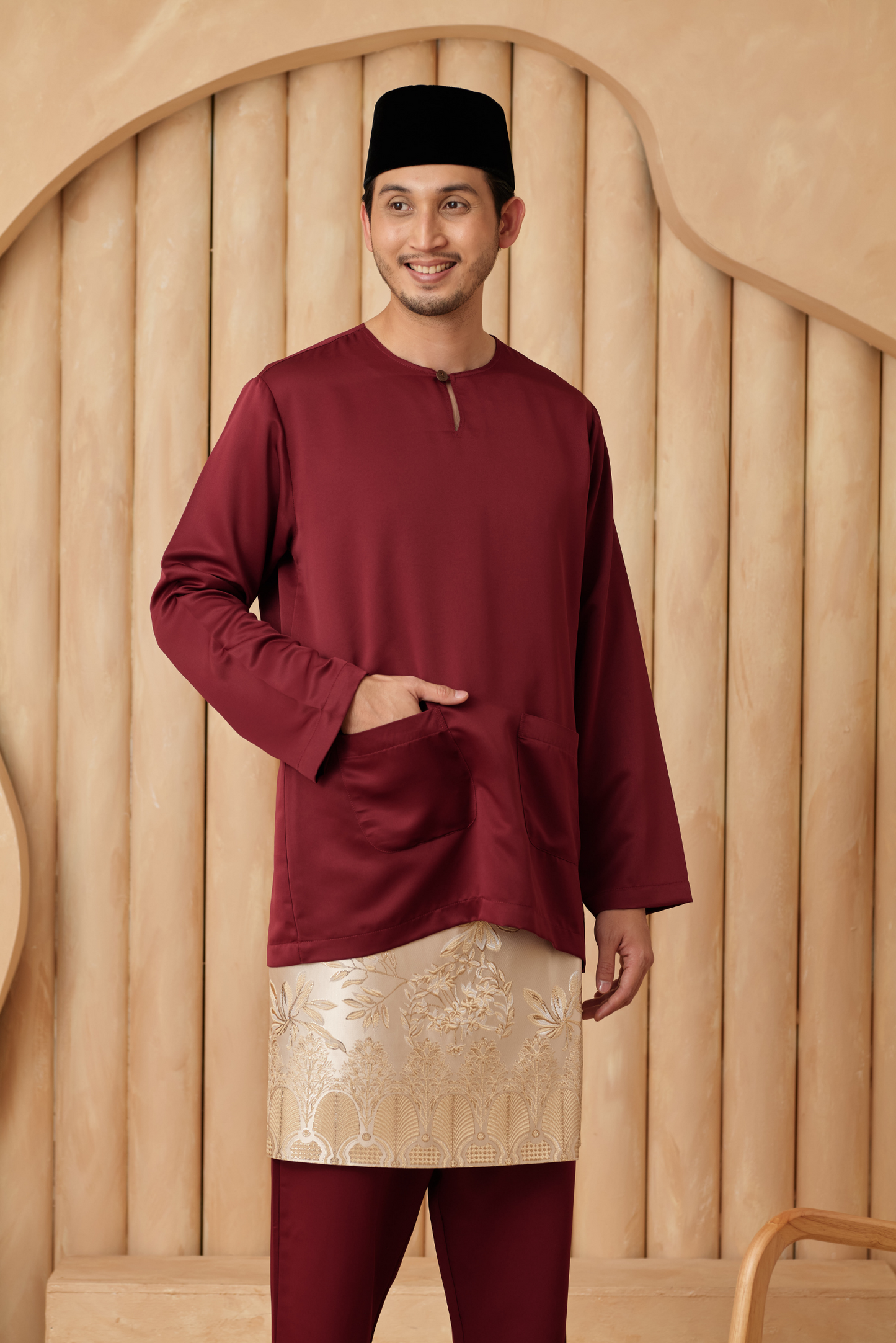 Baju Melayu Teluk Belanga Relaxed Fit - Burgundy