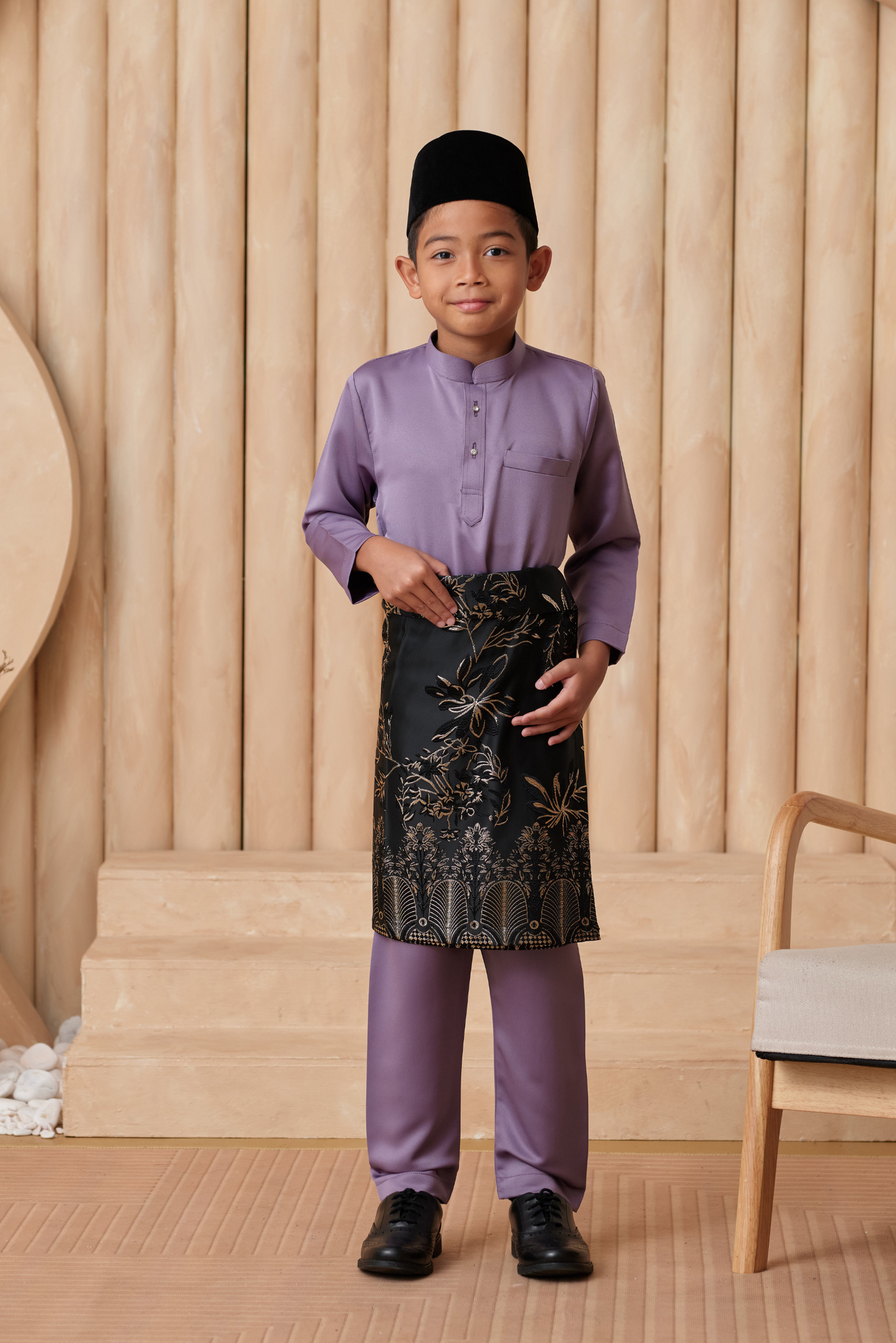 Baju Melayu KIDS Cekak Musang - Mauve Purple