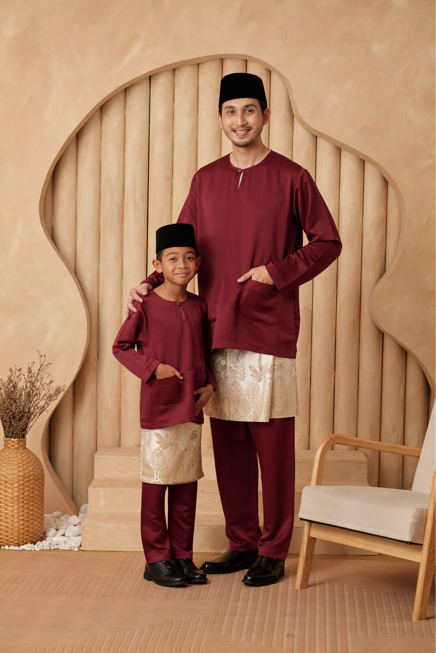 Baju Melayu KIDS Teluk Belanga - Burgundy