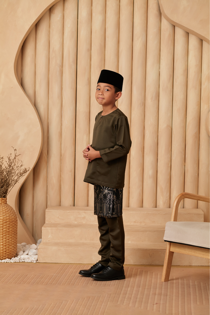 Baju Melayu KIDS Teluk Belanga - Army Green