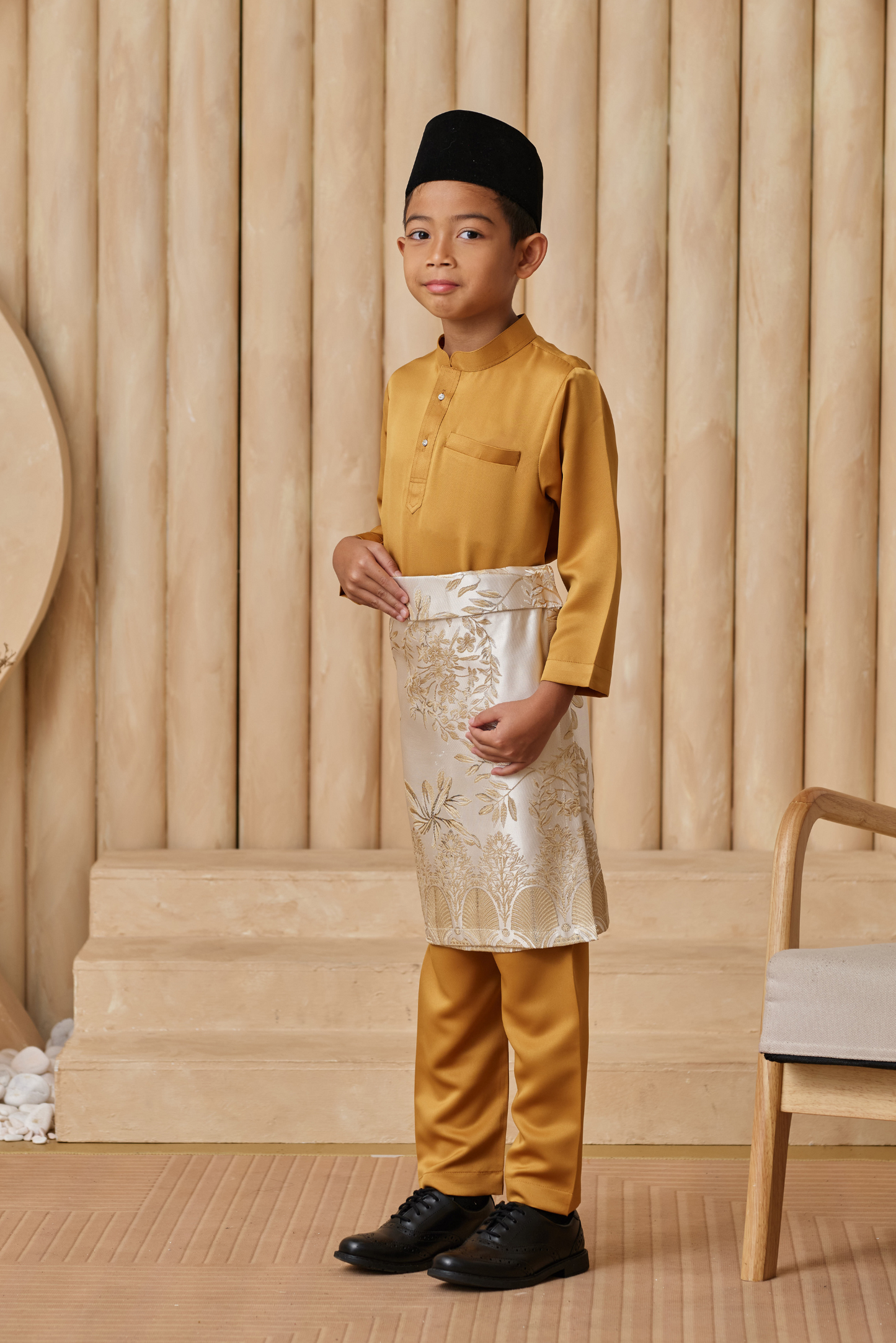 Baju Melayu KIDS Cekak Musang - Mustard