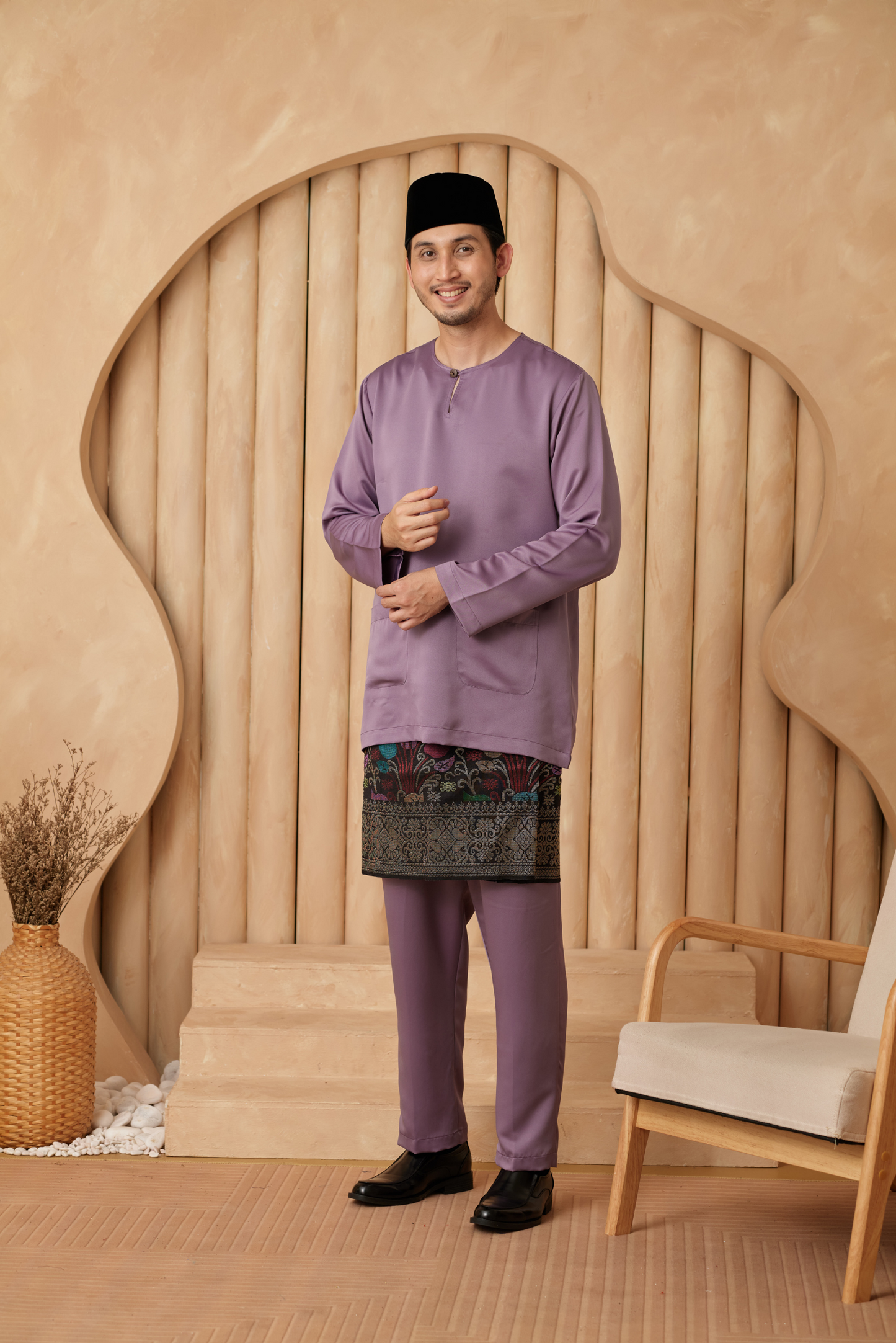 Baju Melayu Teluk Belanga Relaxed Fit - Mauve Purple